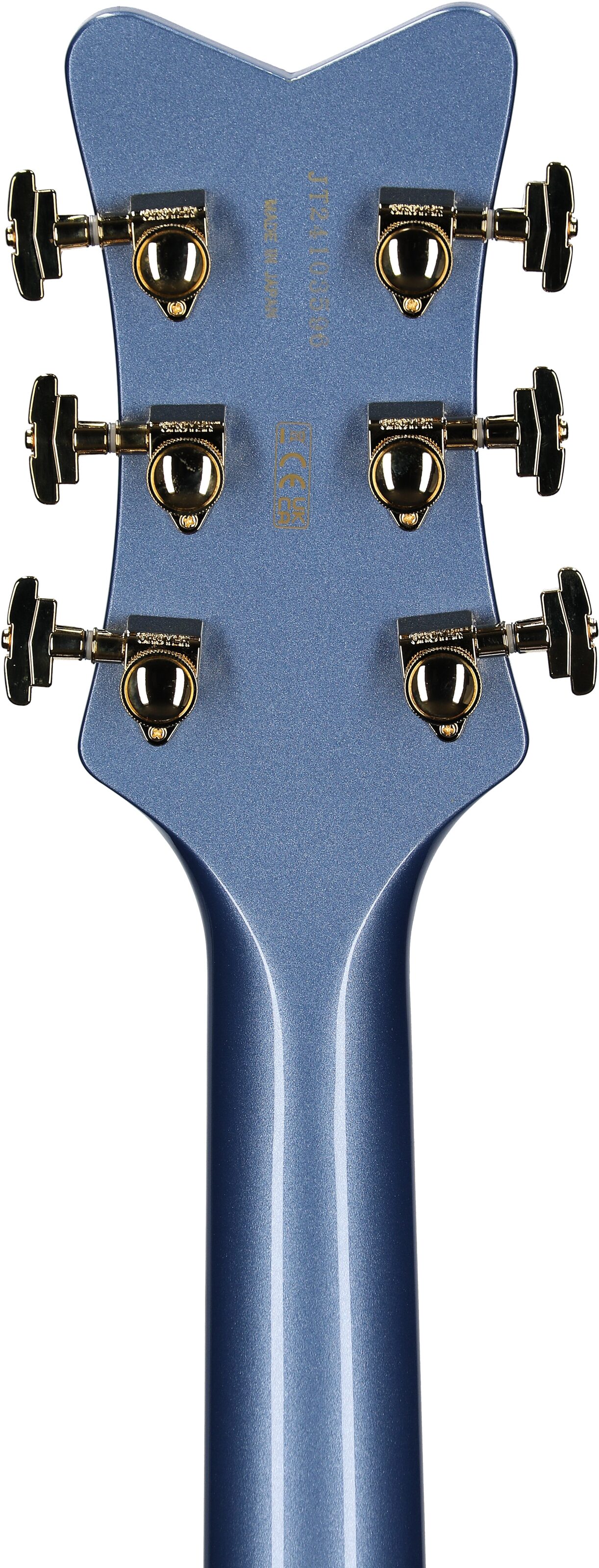 Gretsch Pro Series Falcon Electric Guitar (with Case), Cerulean Smoke, Serial Number JT24103596, Headstock Straight Back