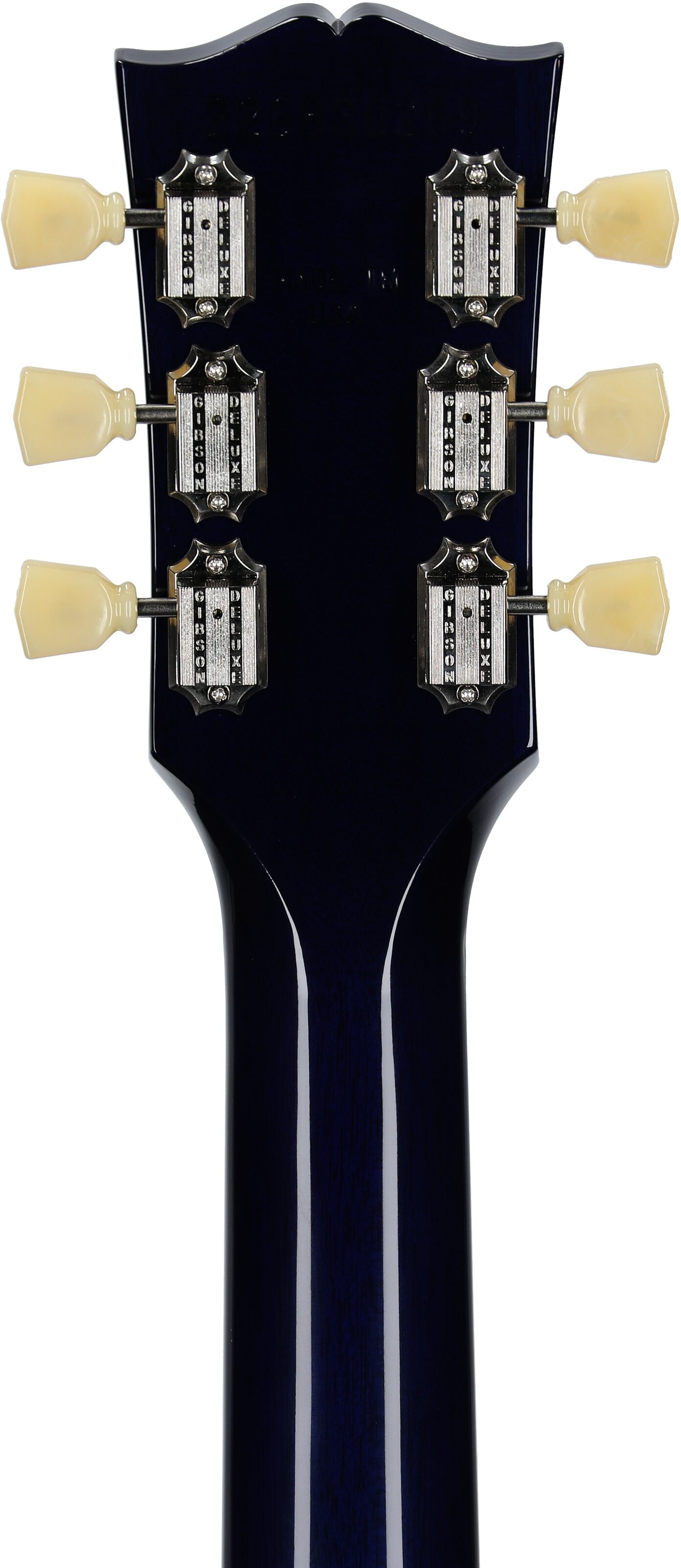 Gibson Les Paul Standard 50s Custom Color Electric Guitar, Figured Top (with Case), Blueberry Burst, Serial Number 226830269, Headstock Straight Back