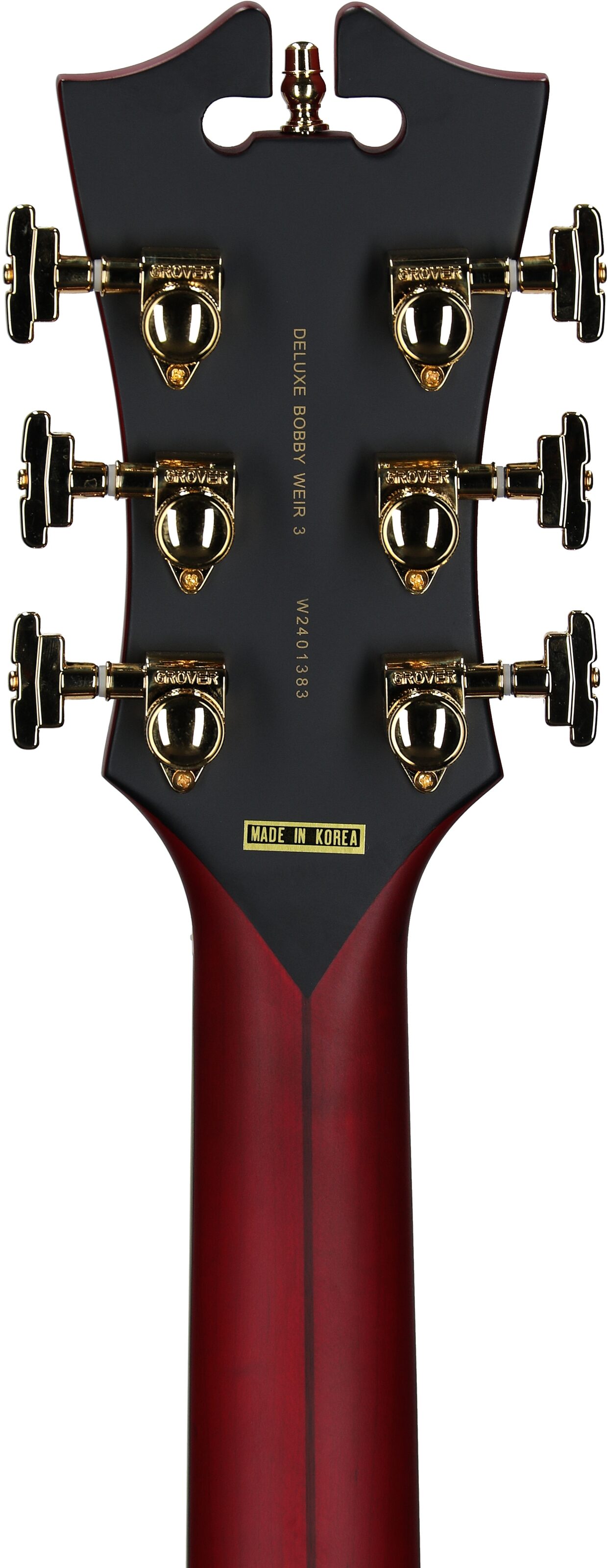 D'Angelico Deluxe Bobby Weir 3 Electric Guitar, Satin Transparent Wine, Serial Number W2401383, Headstock Straight Back