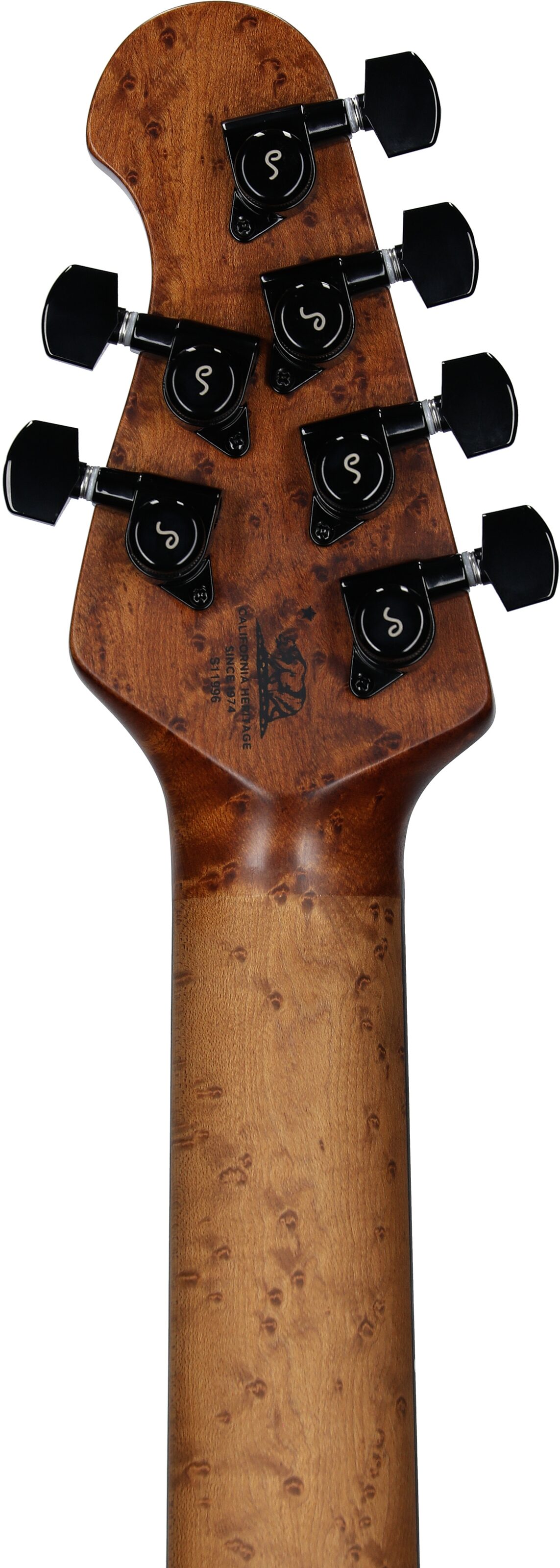 Ernie Ball Music Man Rabea Massaad Sabre Electric Guitar (with Case), Emerald Hill Burst, Serial Number S11996, Headstock Straight Back