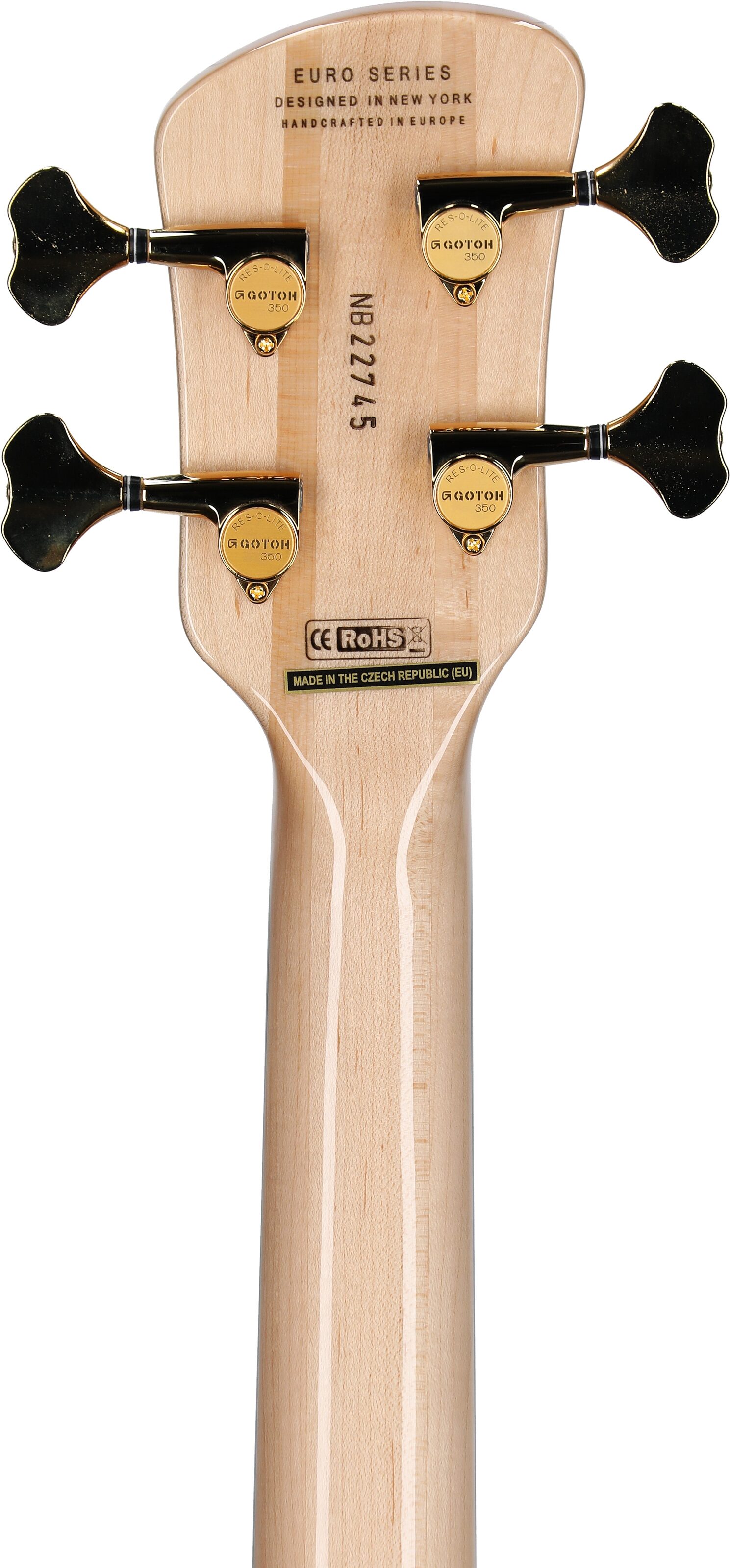 Spector Euro 4 Custom Electric Bass (with Gig Bag), Natural Gloss, Serial Number 21211nb22745, Headstock Straight Back