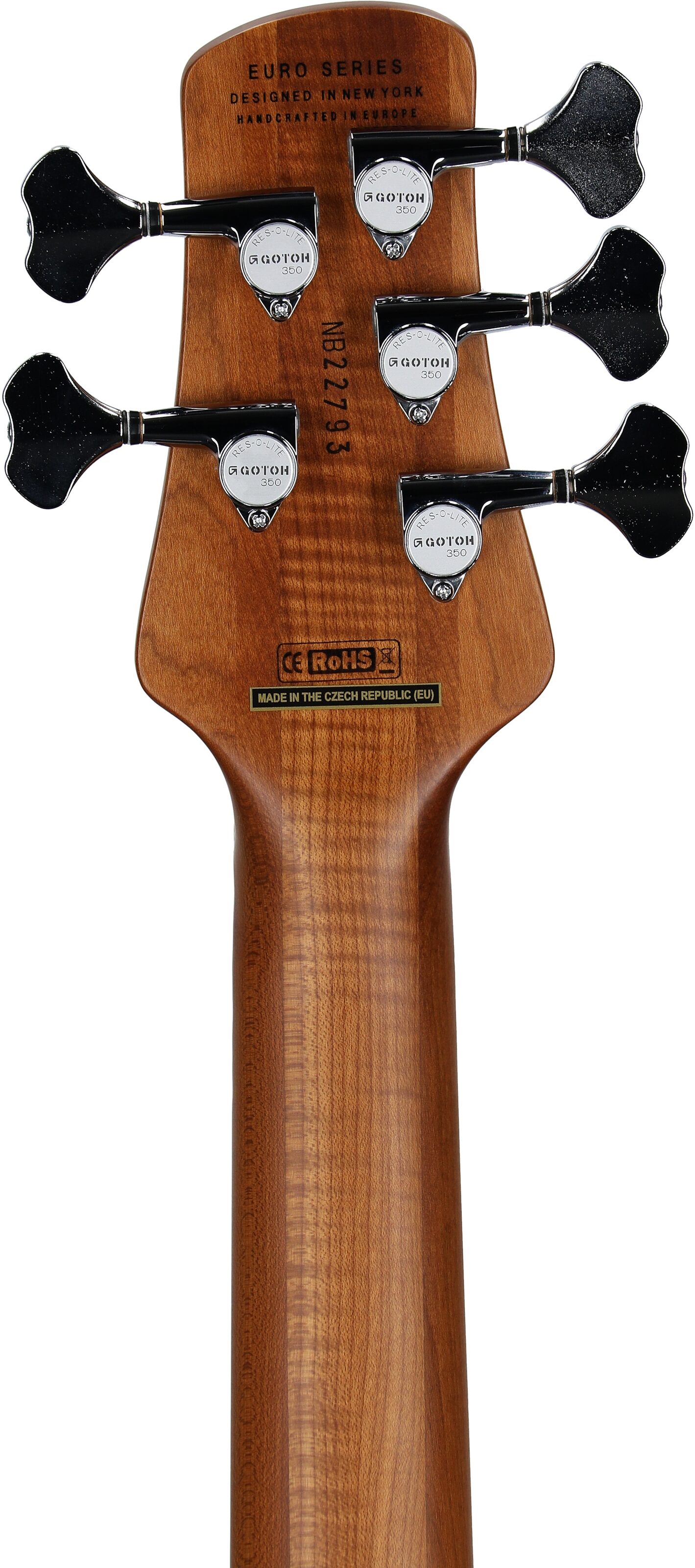 Spector Euro 5 RST Electric Bass, 5-String (with Gig Bag), Zebrawood Natural Matte, Serial Number NB22793, Headstock Straight Back
