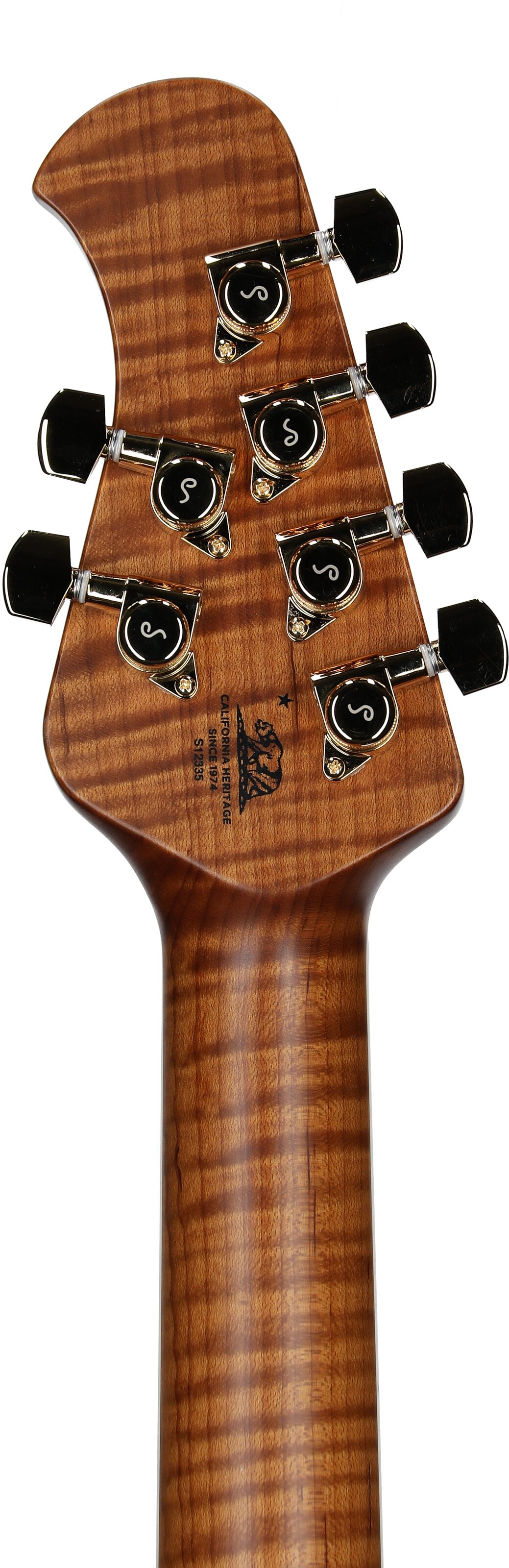 Ernie Ball Music Man StingRay II Cory Wong Deluxe Electric Guitar, Pine Green, Serial Number S12335, Headstock Straight Back