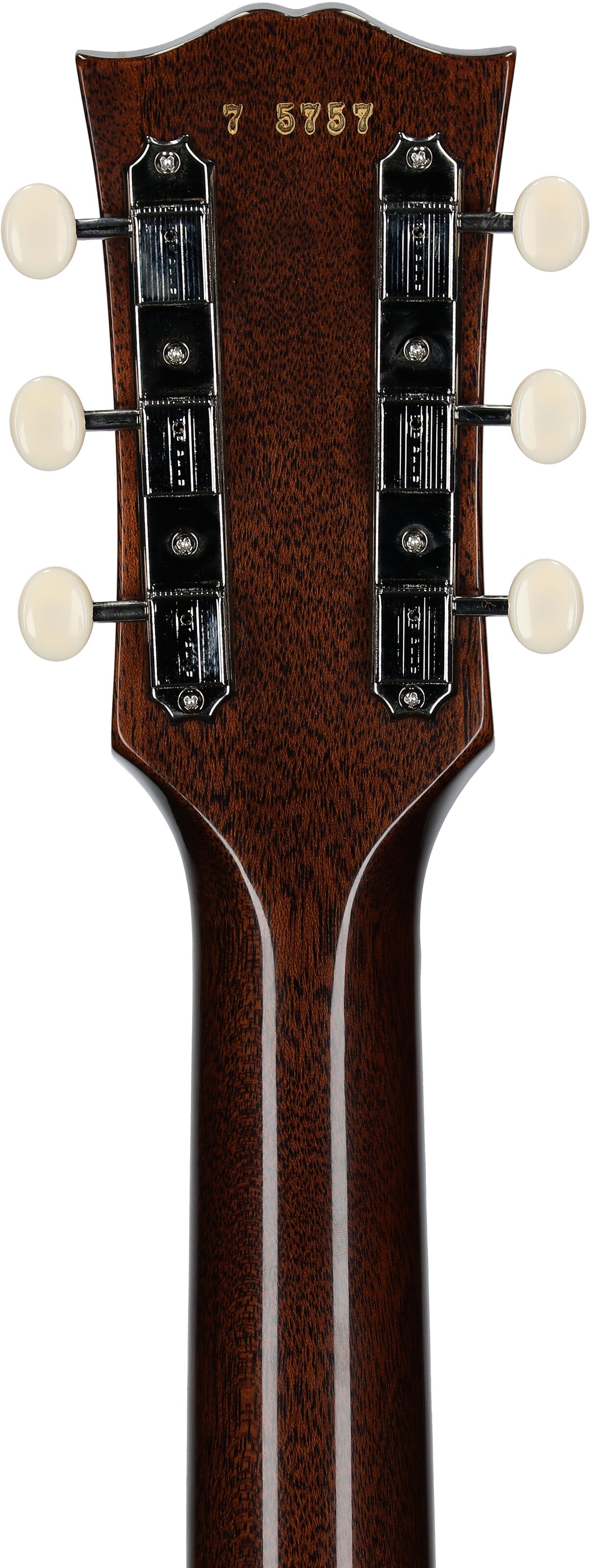 Gibson Custom 1957 Les Paul Junior Reissue Electric Guitar (with Case), Vintage Sunburst, Serial Number 75757, Headstock Straight Back