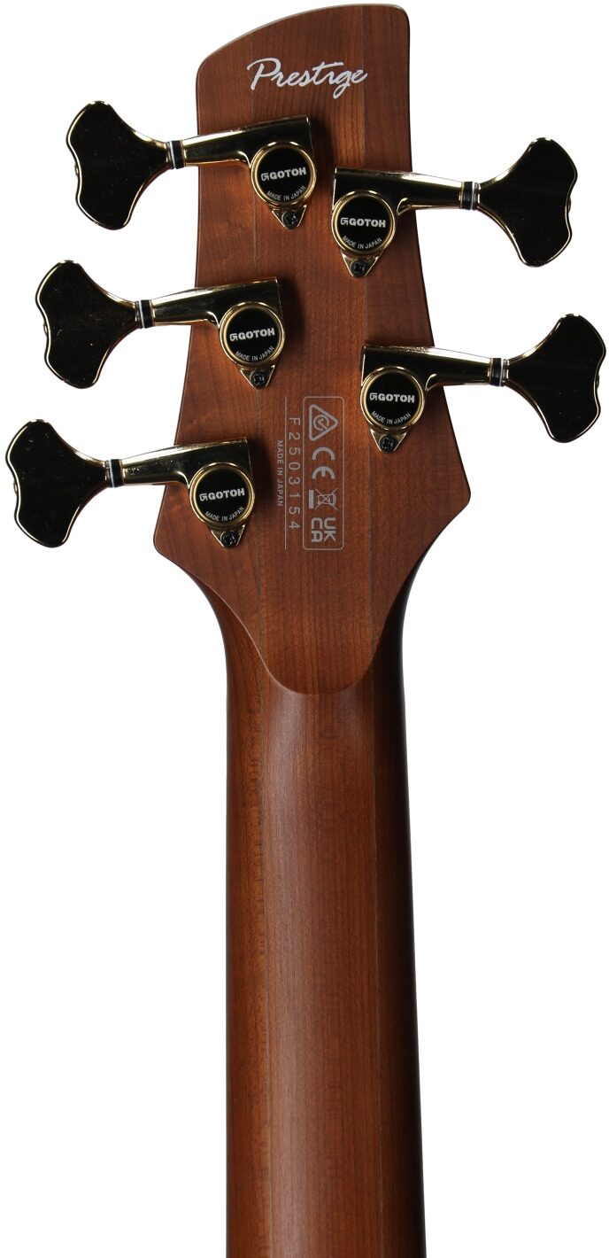 Ibanez SR6605 Prestige Electric Bass, 5-String (with Case), Ghost Fleet Blue, Serial Number 210001F2503154, Headstock Straight Back