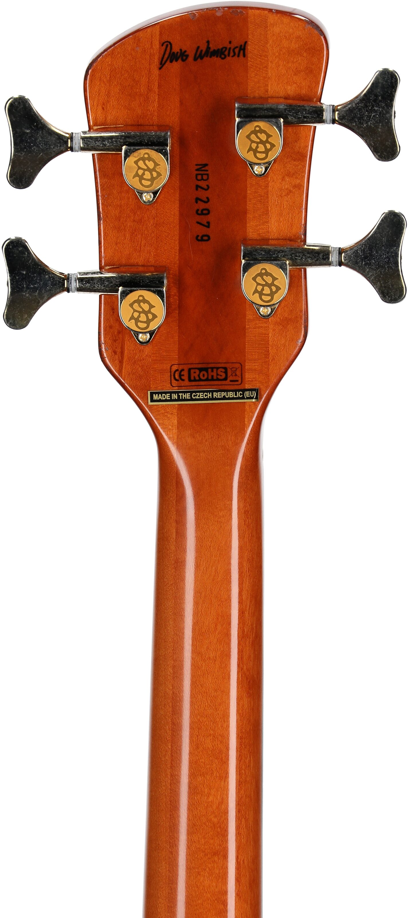 Spector Euro 4 Doug Wimbish Signature Limited Edition Electric Bass, Amber Relic, Serial Number 21NB22979, Headstock Straight Back