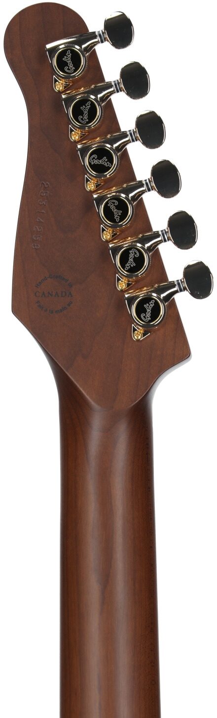 Godin Artisan TC Electric Guitar, Maple Fingerboard (with Case), Whiskey Burst, Serial Number 25314258, Headstock Straight Back