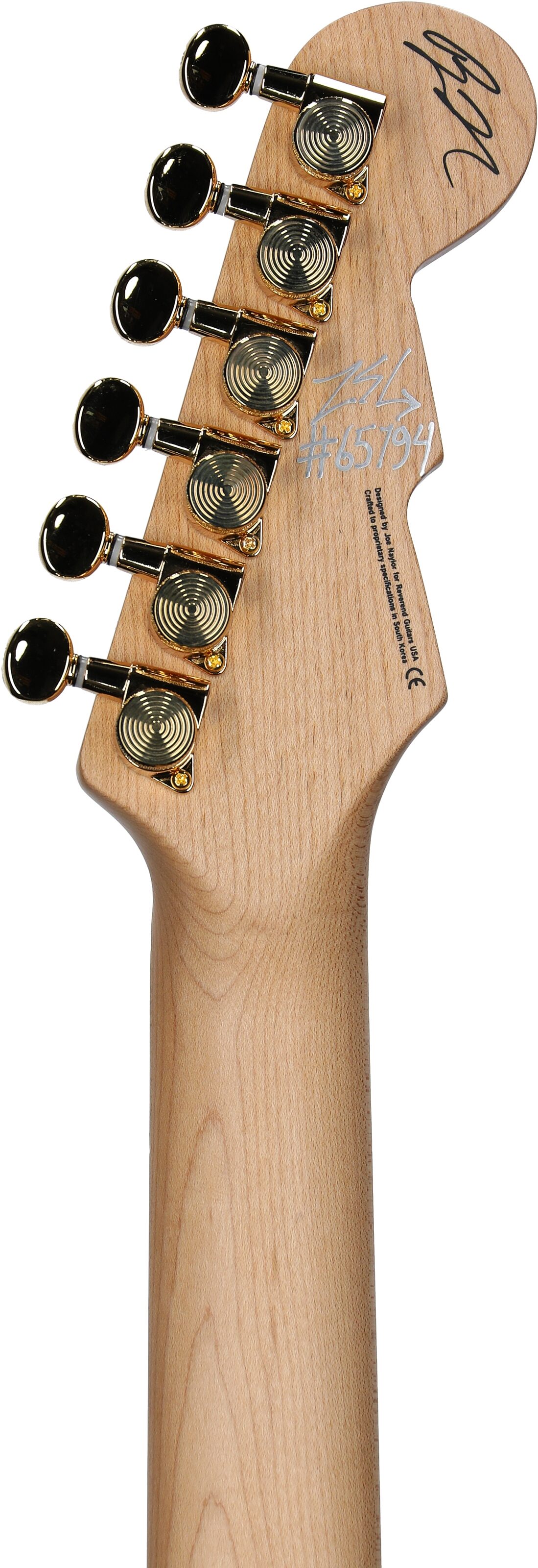 Reverend Ryan Malicsi Signature Electric Guitar, White Gold Sparkle, Headstock Straight Back
