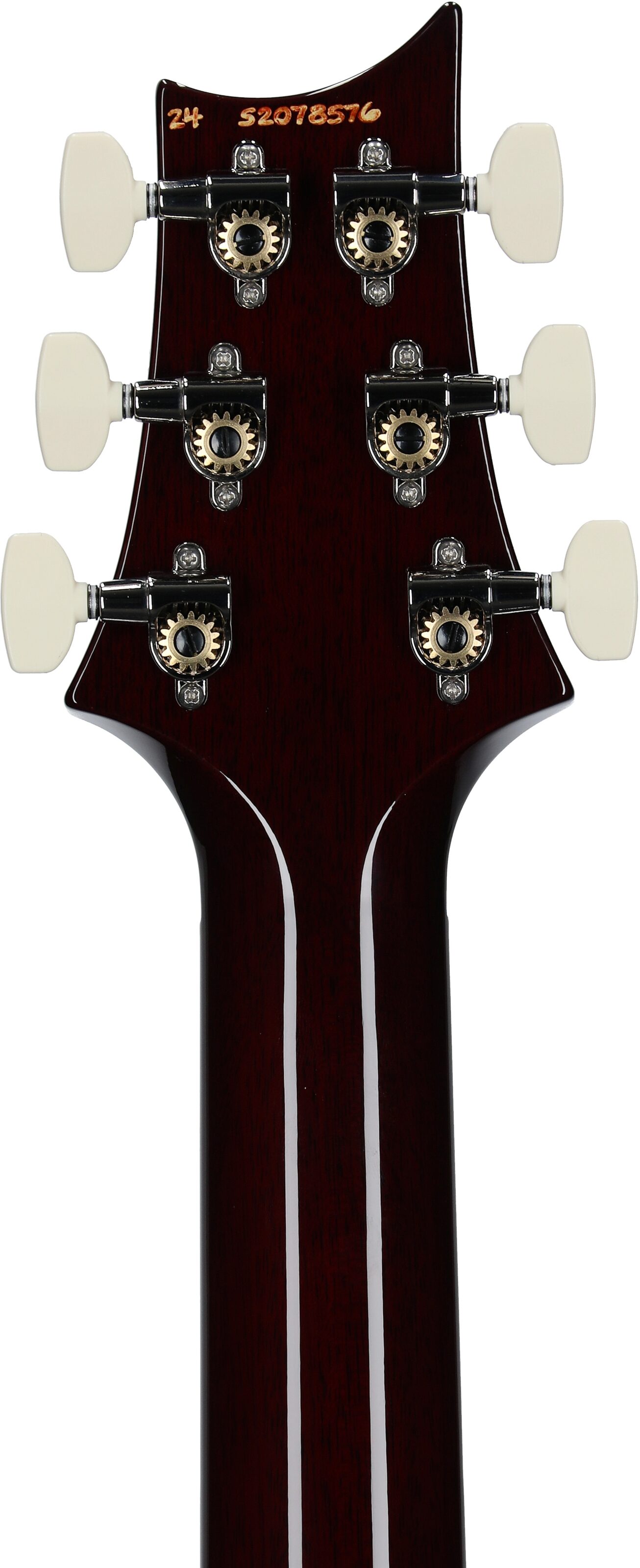 PRS Paul Reed Smith S2 Custom 24-08 Electric Guitar (with Gig Bag), Dark Cherry Sunburst, Headstock Straight Back