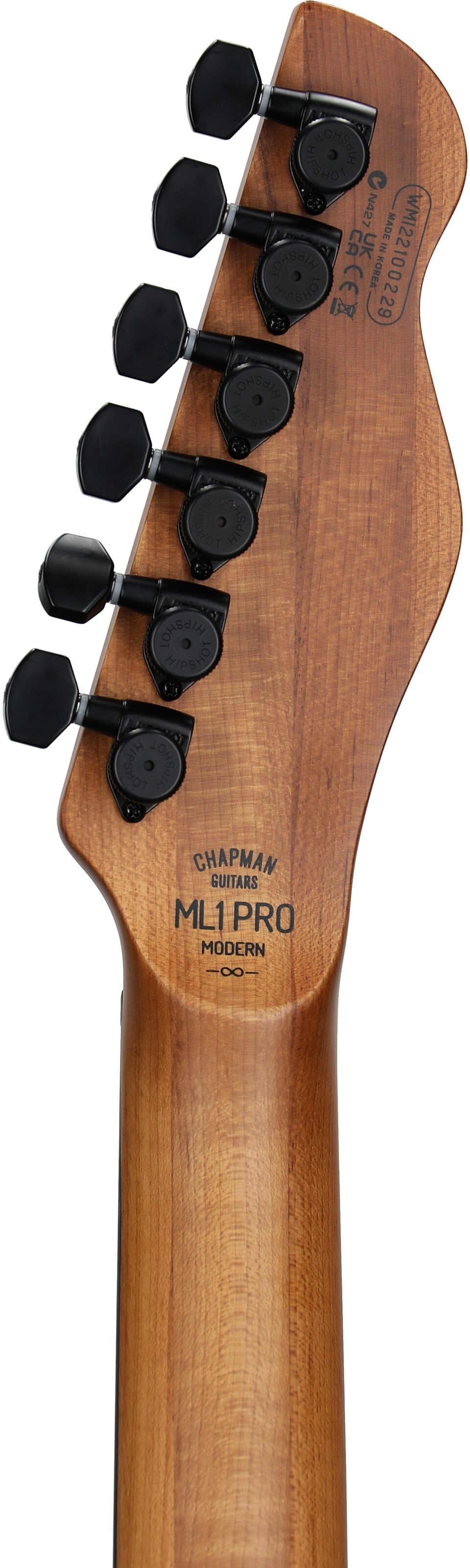 Chapman ML1 Pro Modern Electric Guitar, Liquid Teal Satin Metallic, Headstock Straight Back