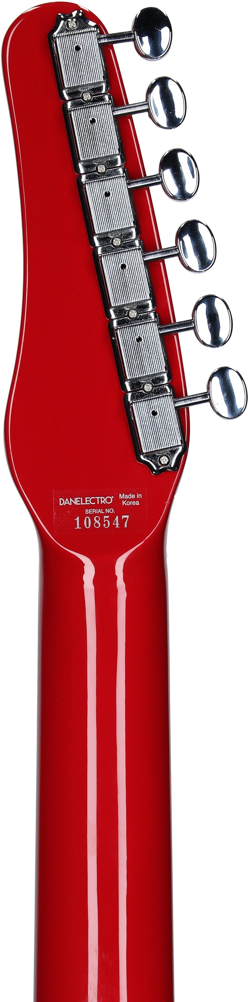 Danelectro '56 Baritone Electric Guitar, Red, Headstock Straight Back