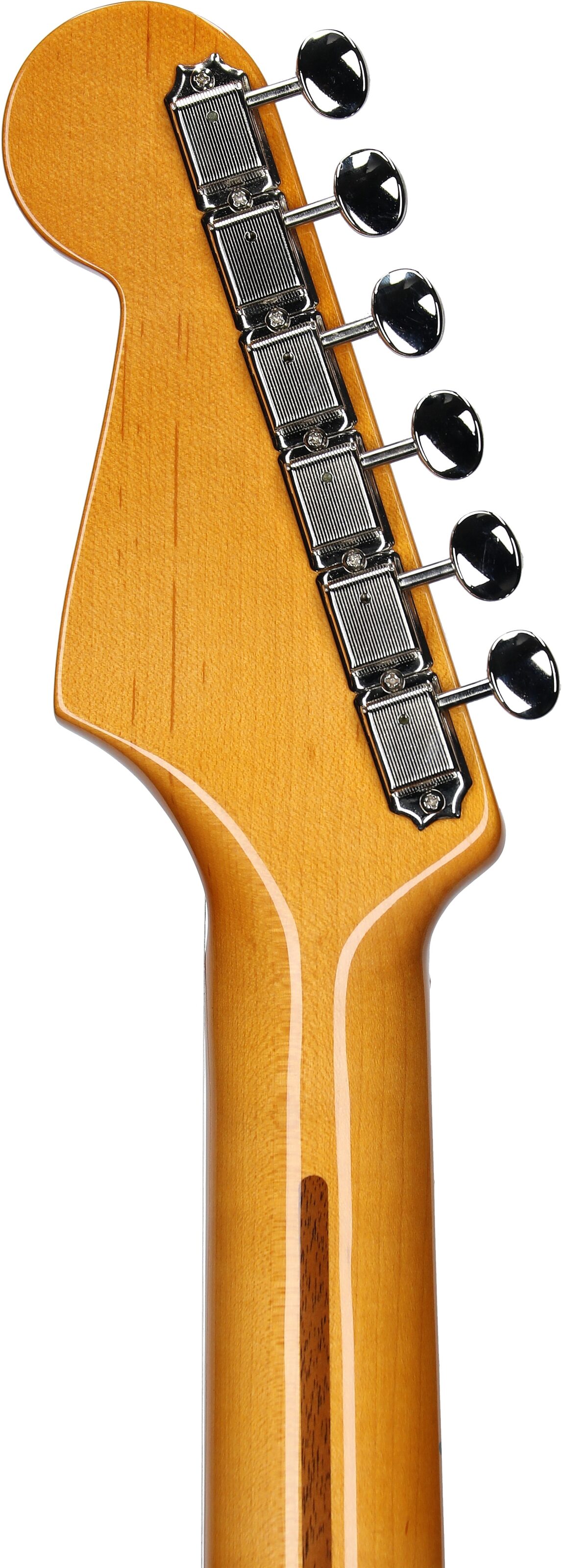 Fender Eric Johnson Stratocaster Electric Guitar (Maple with Case), White Blonde, Headstock Straight Back