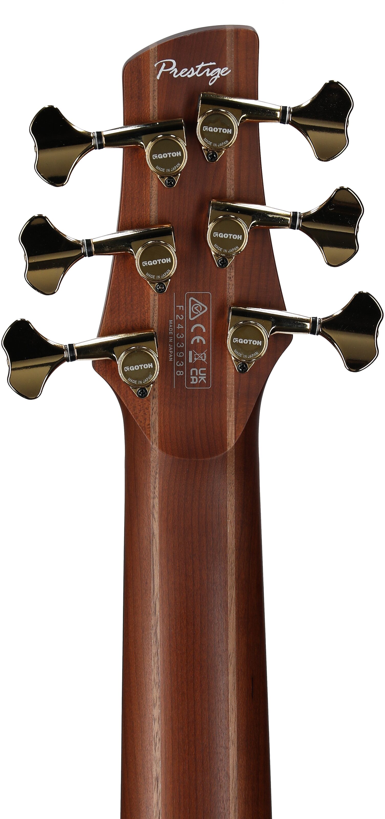 Ibanez SR5506 Prestige Electric Bass, 6-String (with Case), Mocha Flat, Headstock Straight Back