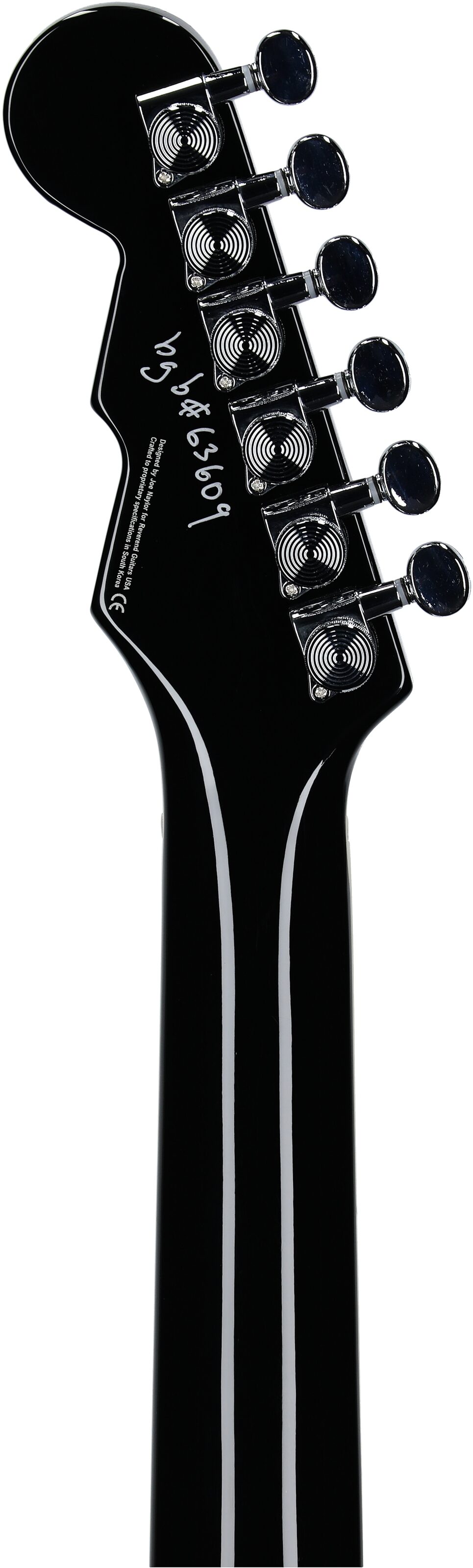 Reverend Contender 290 Electric Guitar, Midnight Black, Headstock Straight Back