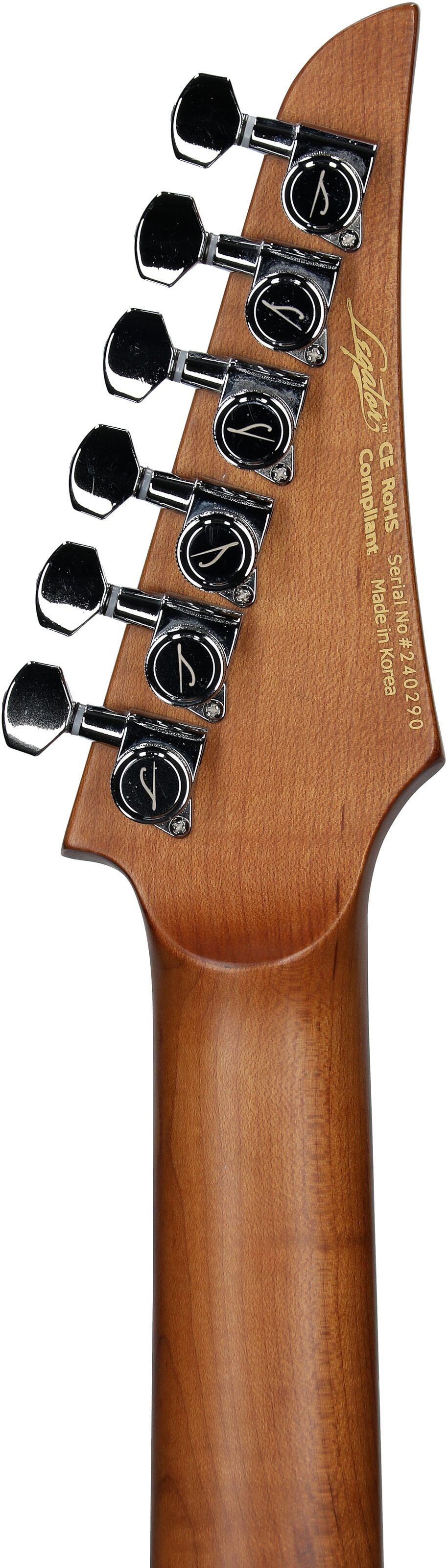 Legator Ninja 6 OD Multi-Scale Electric Guitar, Arctic Blue, Headstock Straight Back