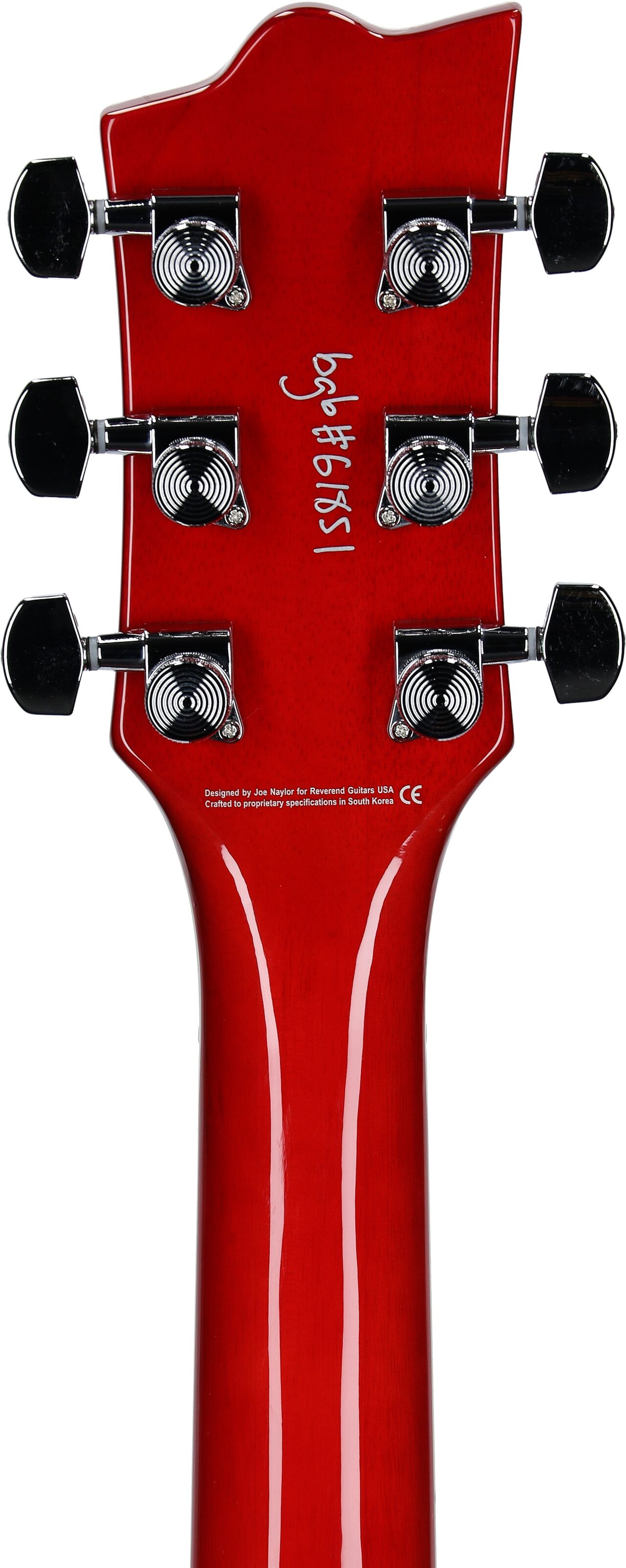 Reverend Sensei RA Electric Guitar, Transparent Cherry, Headstock Straight Back