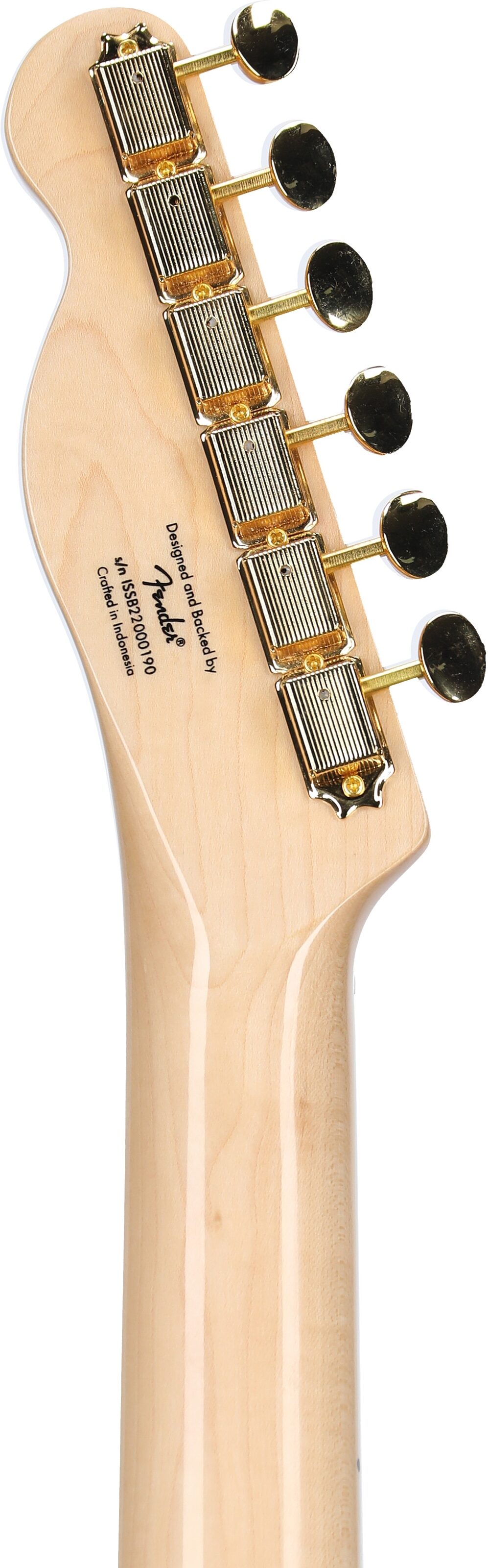 Squier 40th Anniversary Telecaster Gold Edition Electric Guitar, with Laurel Fingerboard, Black, Headstock Straight Back