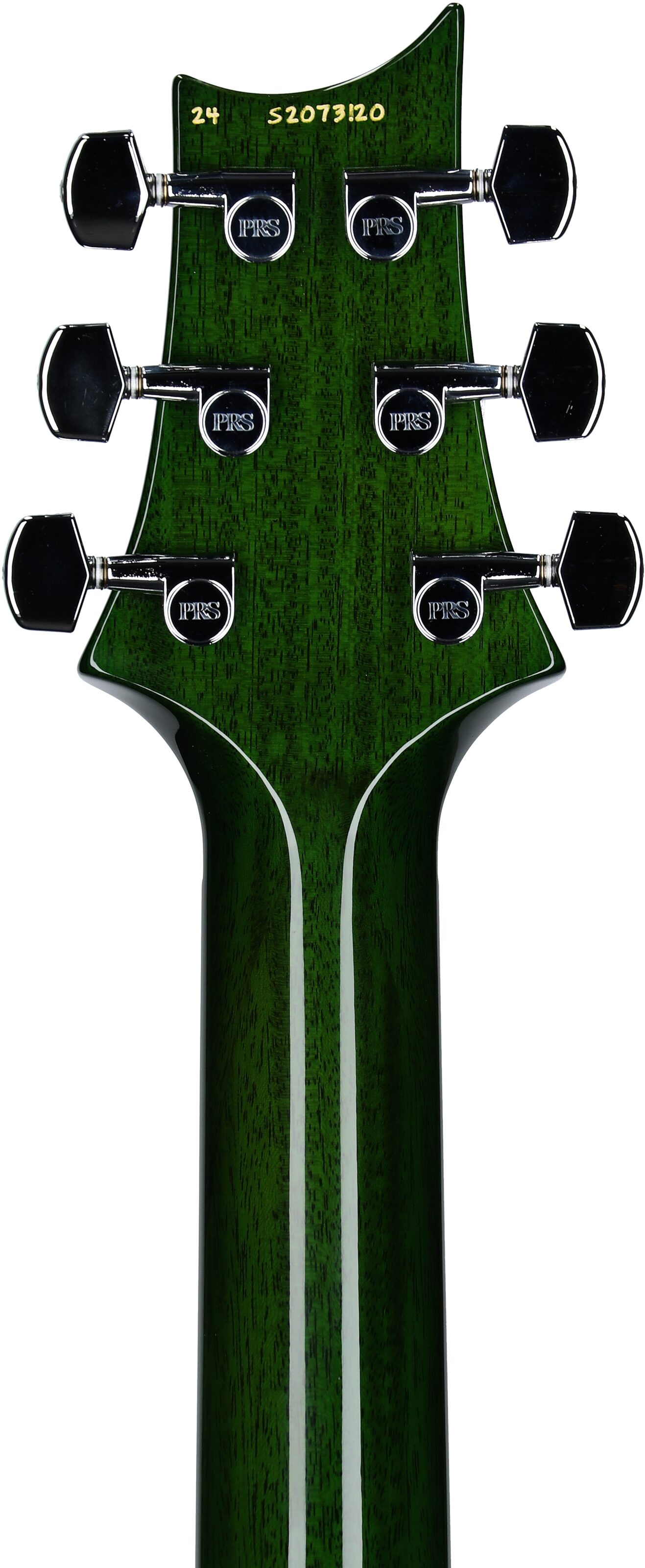 PRS Paul Reed Smith S2 Custom 24 Quilt Electric Guitar (with Gig Bag), Eriza Verde, Headstock Straight Back