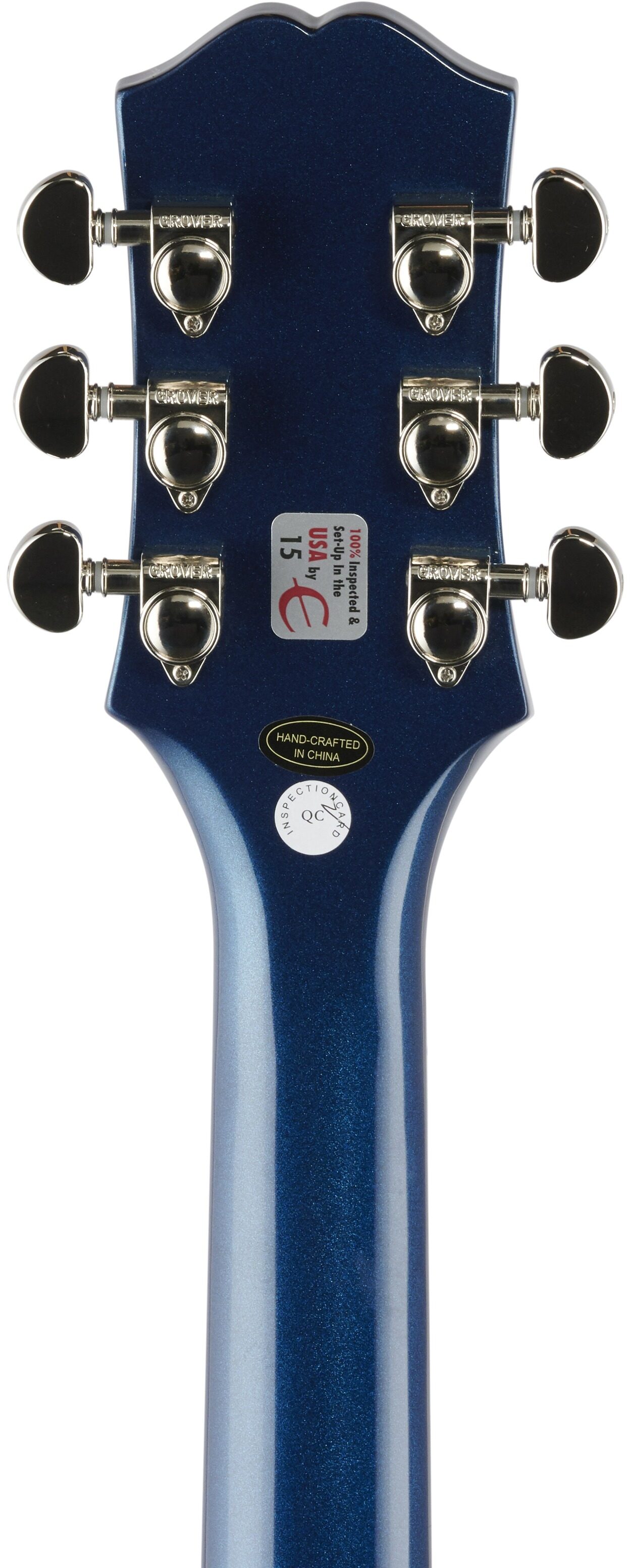 Epiphone Uptown Kat ES Electric Guitar, Sapphire Blue Metallic, Headstock Straight Back