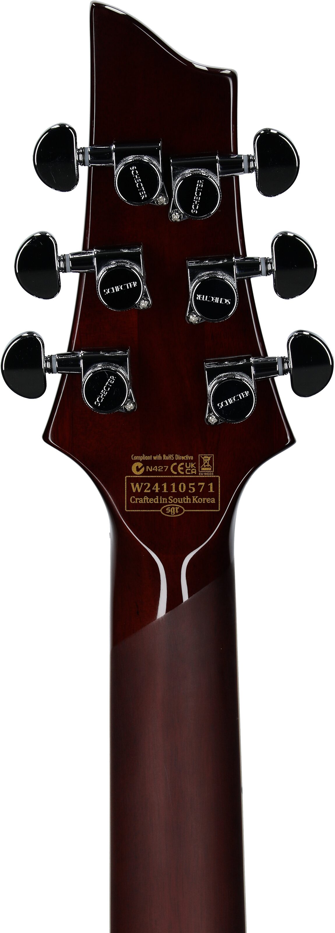 Schecter V-1 Electro-Resin Electric Guitar, Natural, Headstock Straight Back