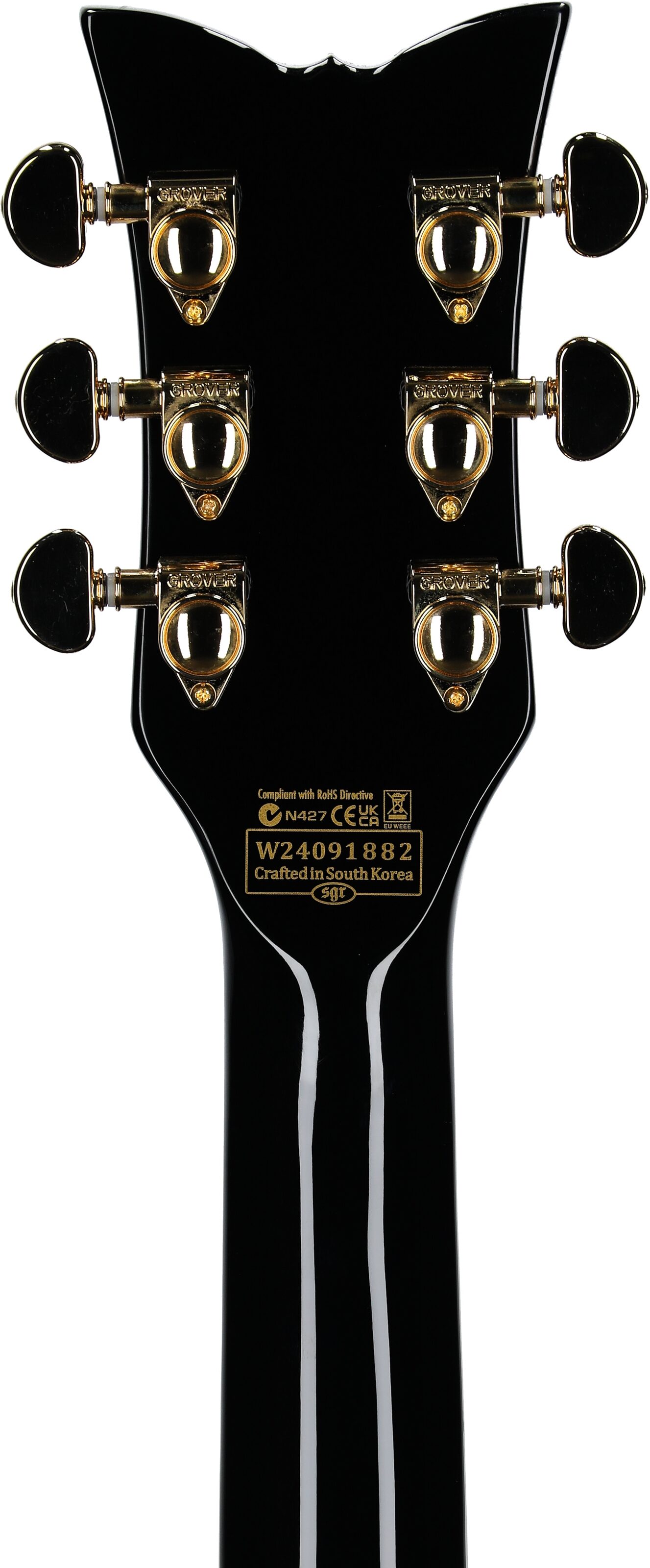 Schecter ZV-H6LLYW66D-S Zacky Vengeance Electric Guitar, Gloss Black, Headstock Straight Back