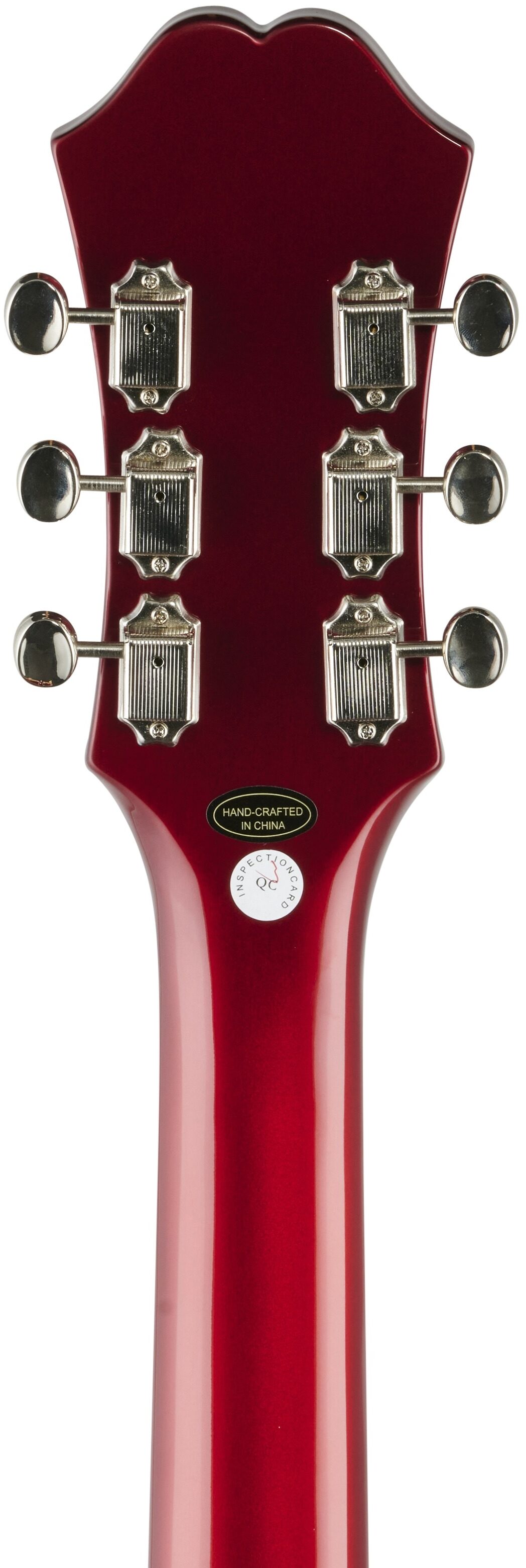 Epiphone Riviera Semi-Hollowbody Archtop Electric Guitar, Sparkling Burgundy, Headstock Straight Back
