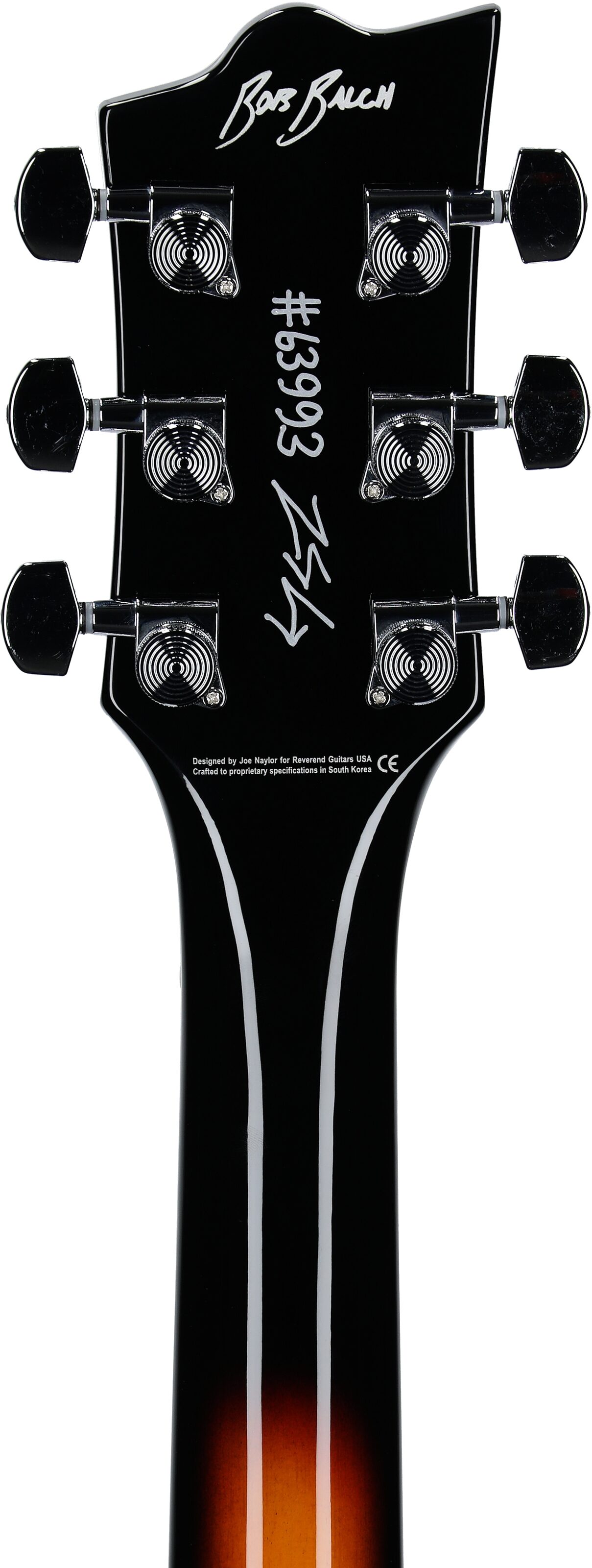 Reverend Bob Balch Signature Electric Guitar, 3-Tone Sunburst, Headstock Straight Back