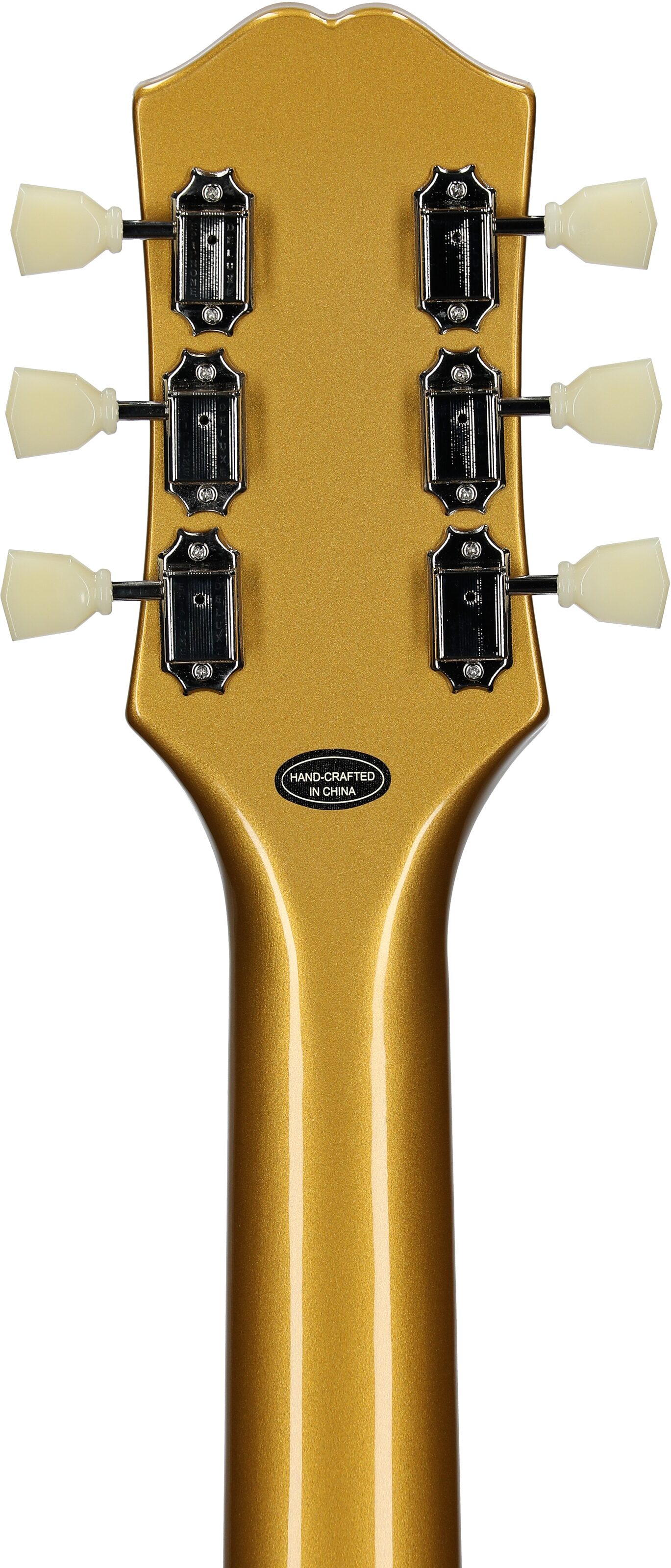 Epiphone ES-335 Traditional Pro Electric Guitar, Metallic Gold, Headstock Straight Back