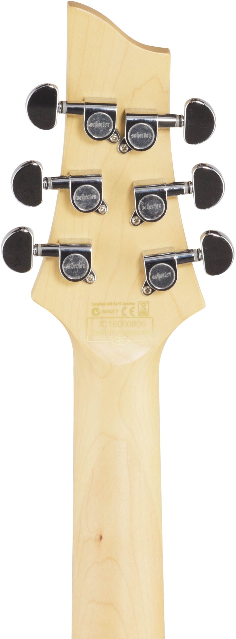 Schecter C-6 Plus Electric Guitar, See Thru Cherry Burst, Headstock Straight Back