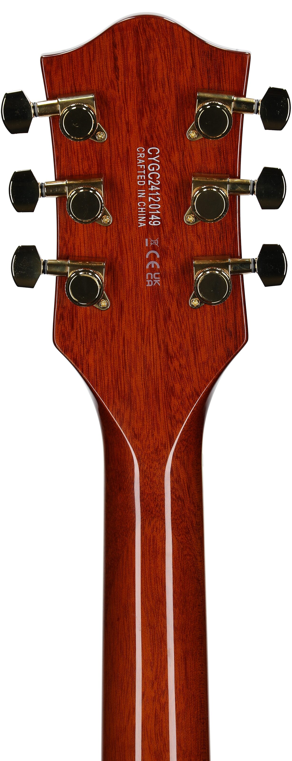 Gretsch Limited Edition Electromatic Broadkaster Center Block Jr. Electric Guitar, Flame Okoume, Headstock Straight Back