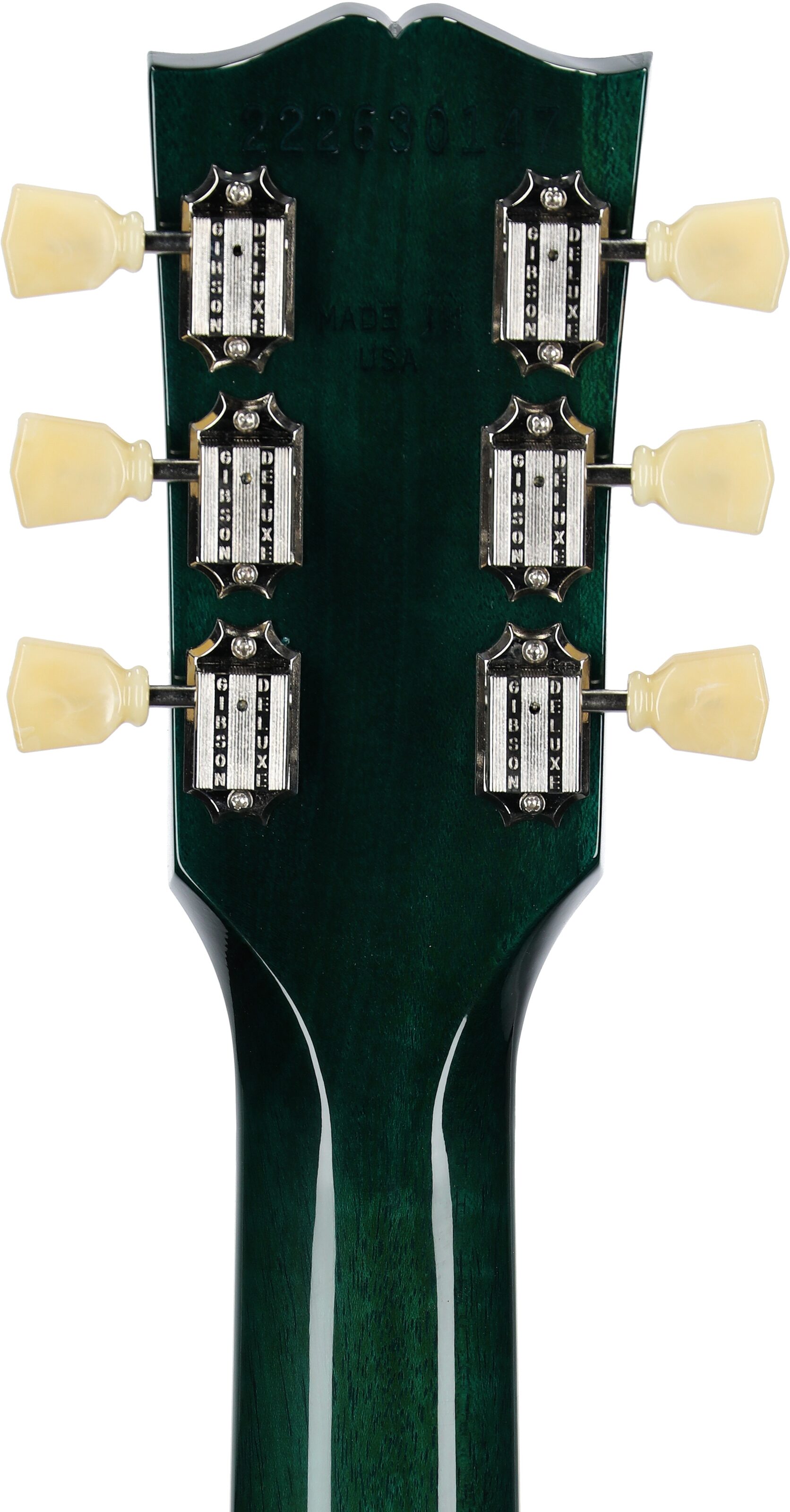 Gibson SG Standard '61 Custom Color Electric Guitar (with Case), Translucent Teal, Headstock Straight Back
