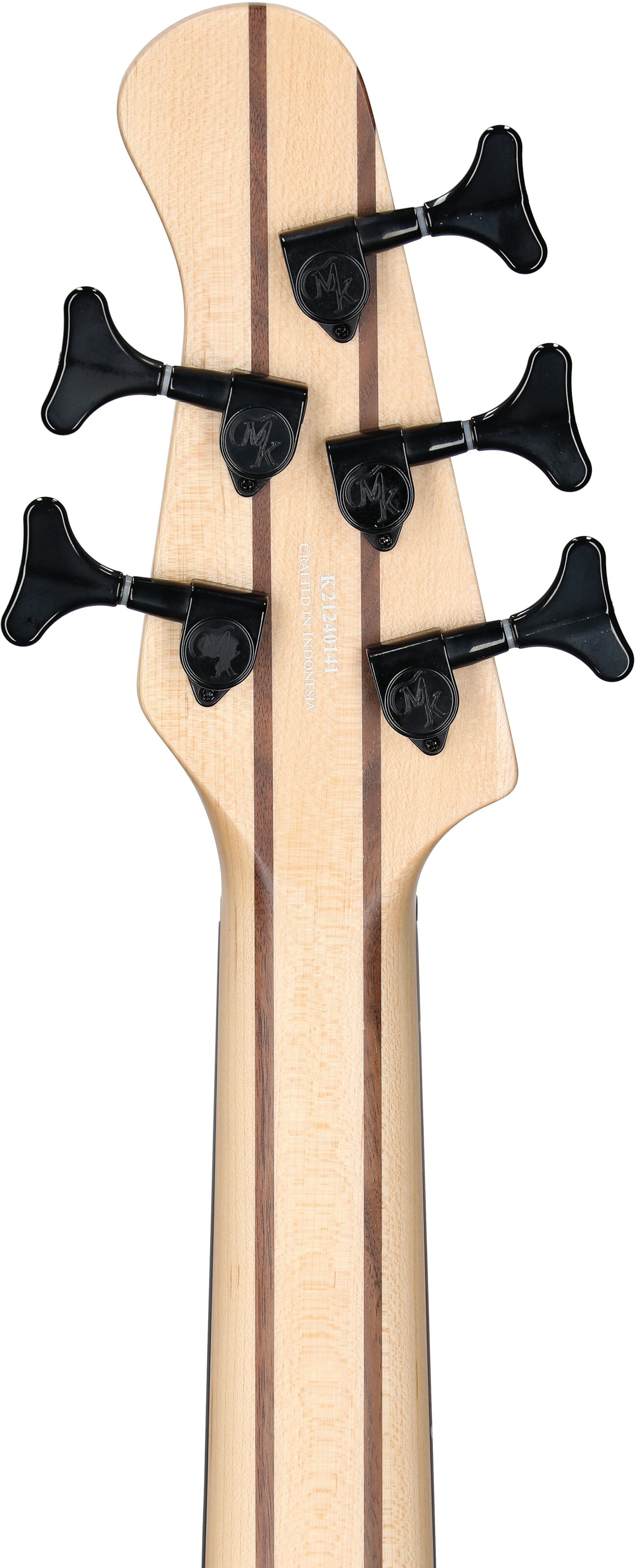 Michael Kelly Pinnacle 5 Custom Electric Bass Guitar, 5-String, Grey Burl, Headstock Straight Back