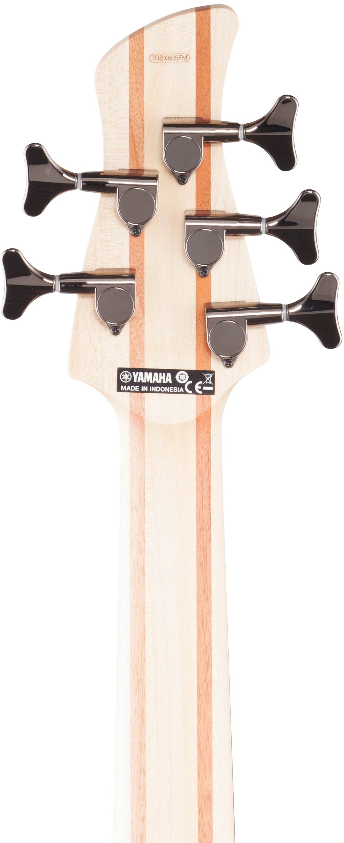 Yamaha TRBX605FM Electric Bass, 5-String, Matte Amber, Headstock Straight Back