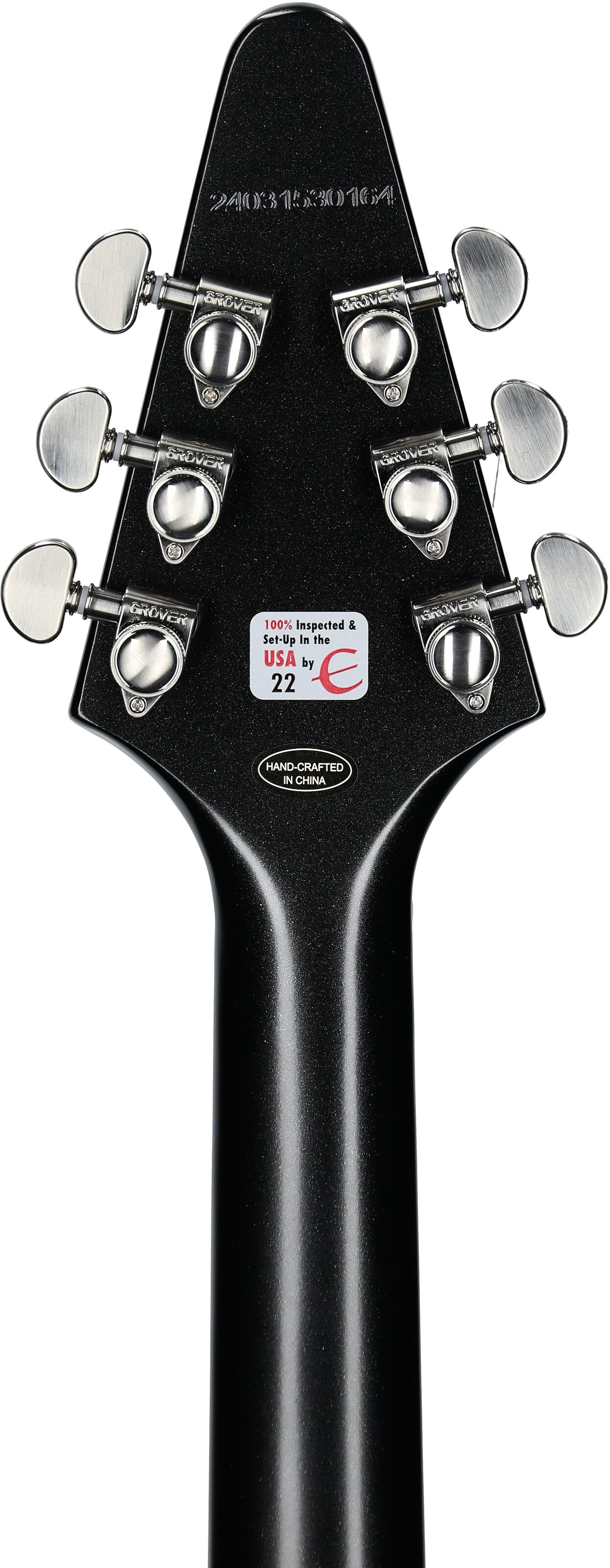 Epiphone Flying V Prophecy Electric Guitar, Jet Black Metallic, Headstock Straight Back