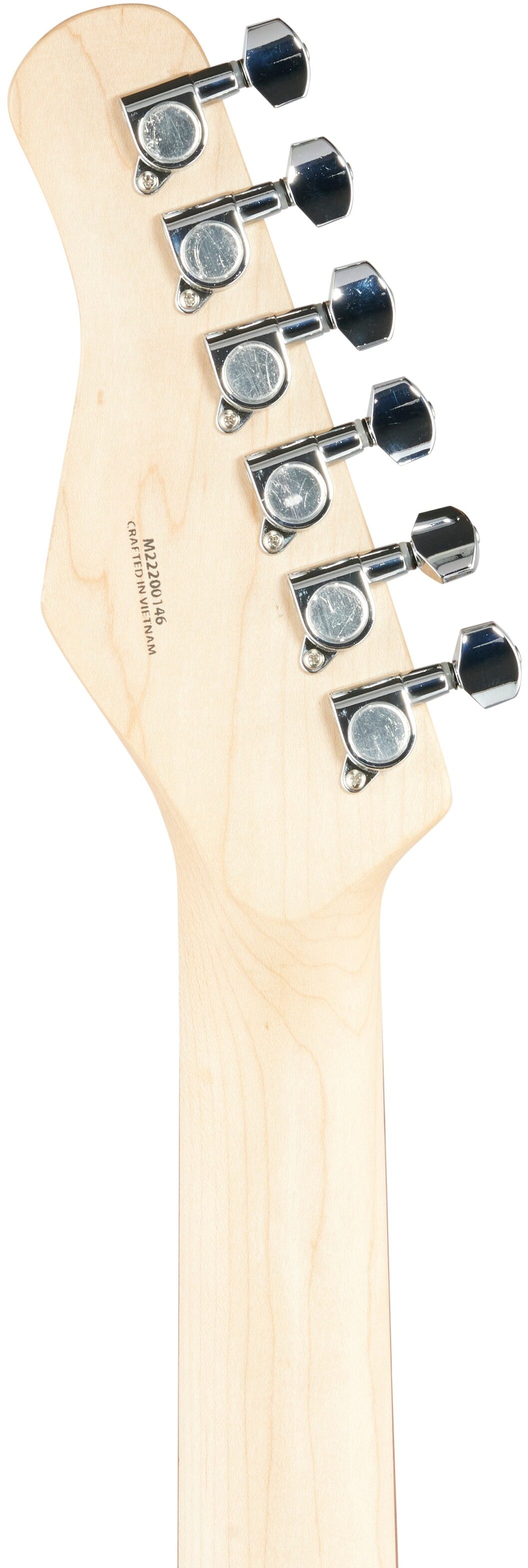 Michael Kelly 59 Thinline Electric Guitar, Natural Top, Spalted Maple, Headstock Straight Back