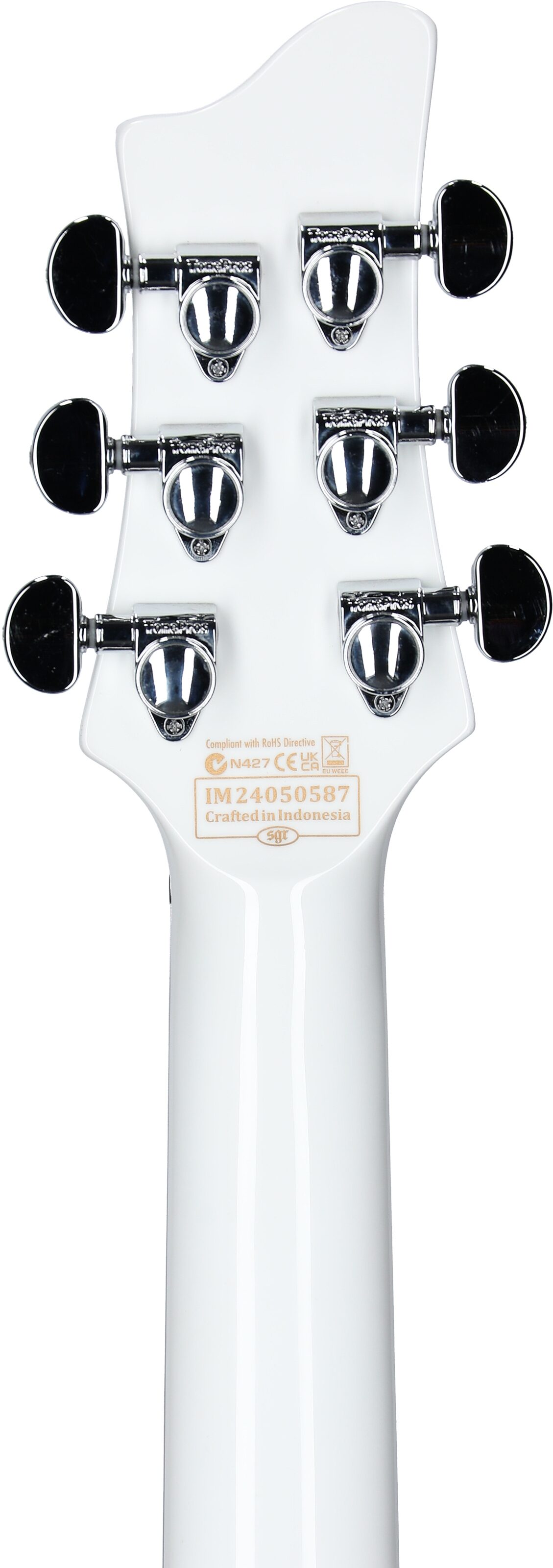 Schecter Stargazer 6 Electric Guitar, Gloss White, Headstock Straight Back