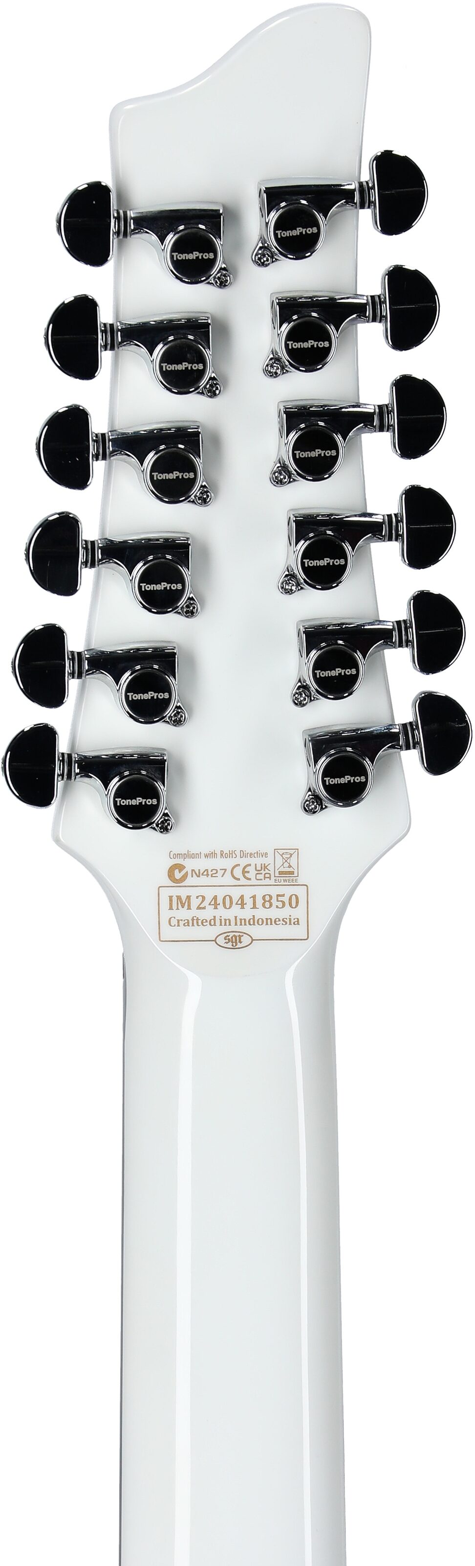 Schecter Stargazer 12 Electric Guitar, 12-String, Gloss White, Headstock Straight Back
