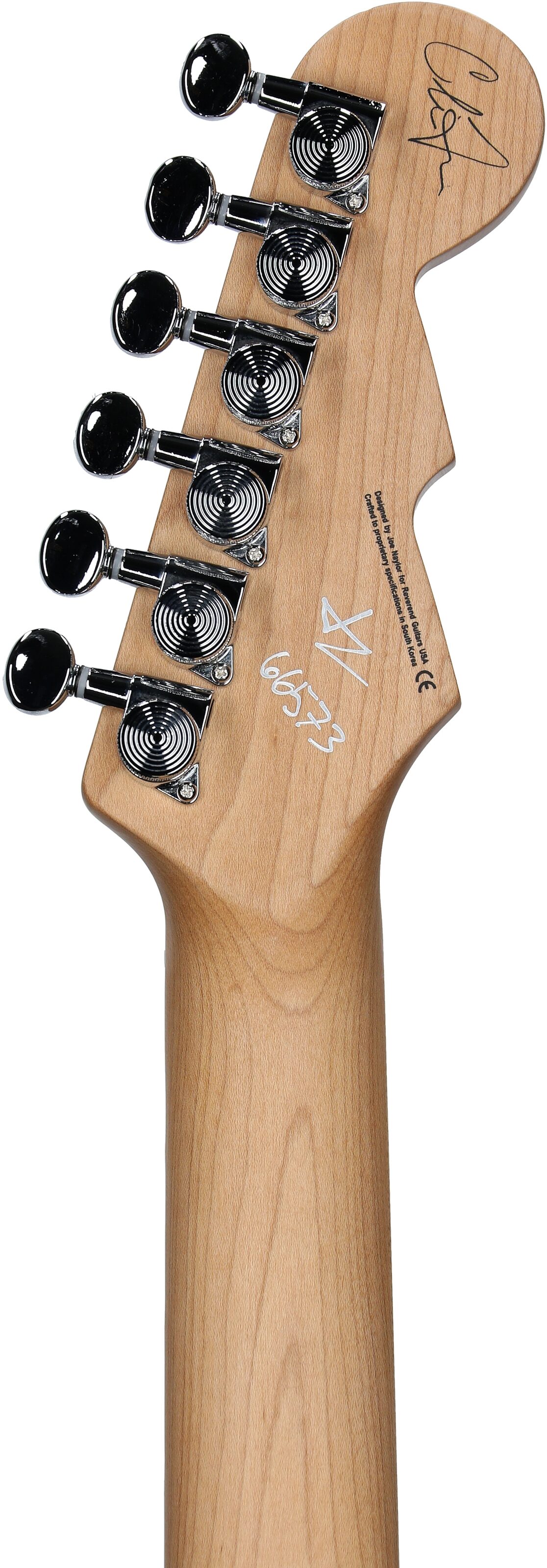 Reverend Chris Freeman Signature Electric Guitar, Powder Yellow, Headstock Straight Back