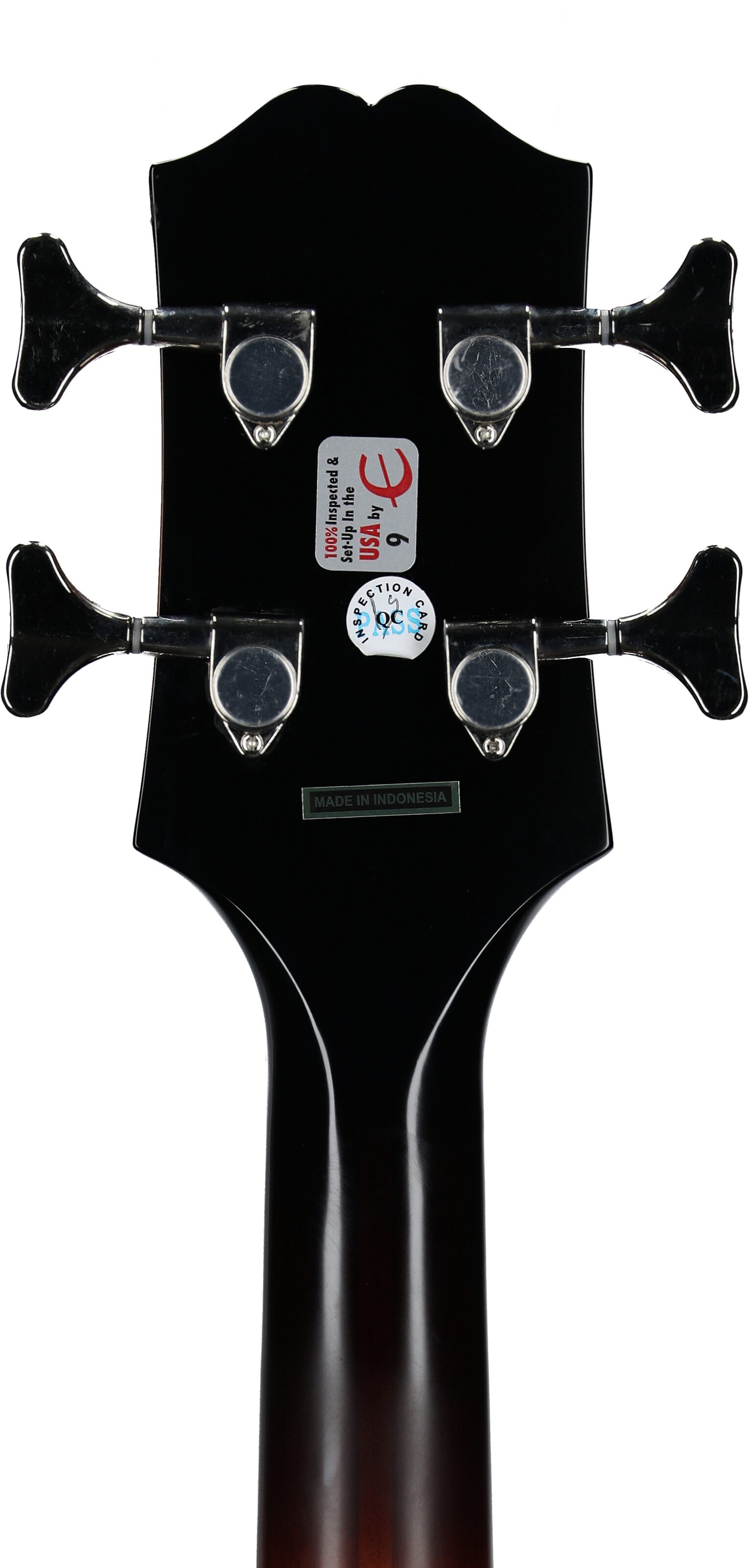 Epiphone El Capitan J-200 Studio Acoustic Electric Bass Guitar, Aged Vintage Sunburst, Headstock Straight Back
