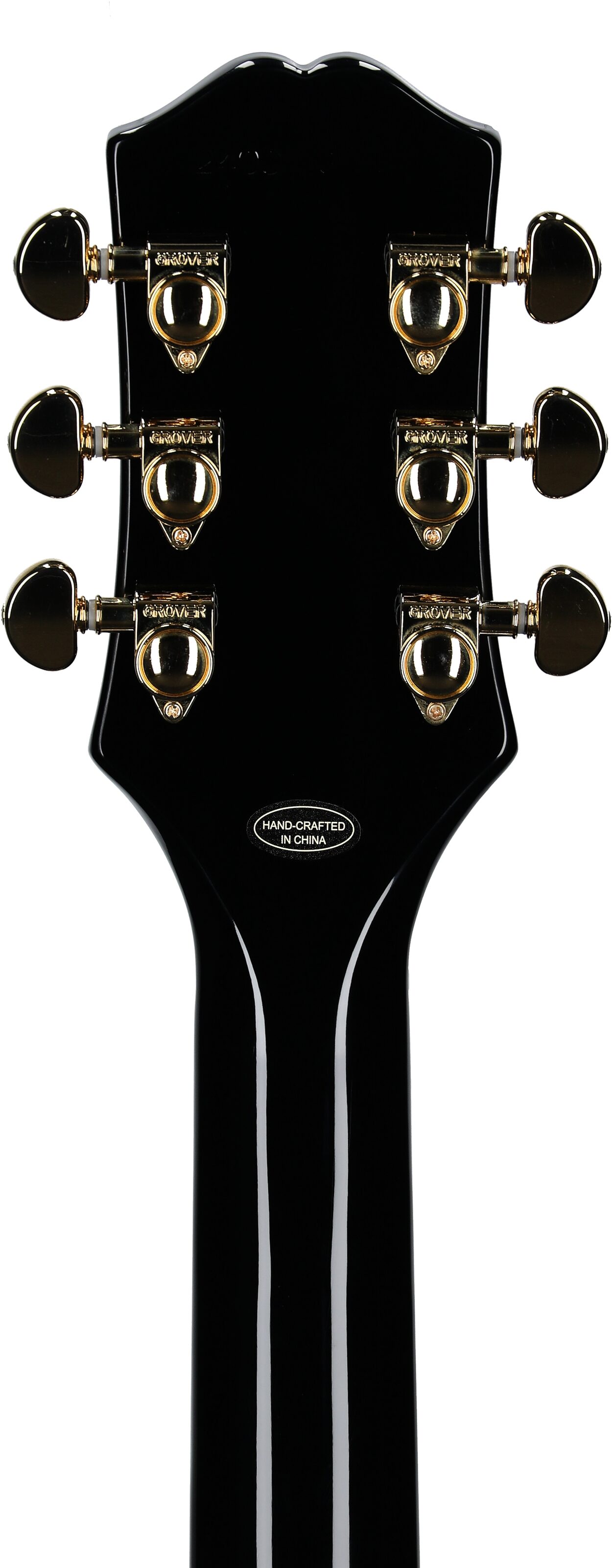 Epiphone Inspired by Gibson Les Paul Custom Electric Guitar, Ebony, Headstock Straight Back