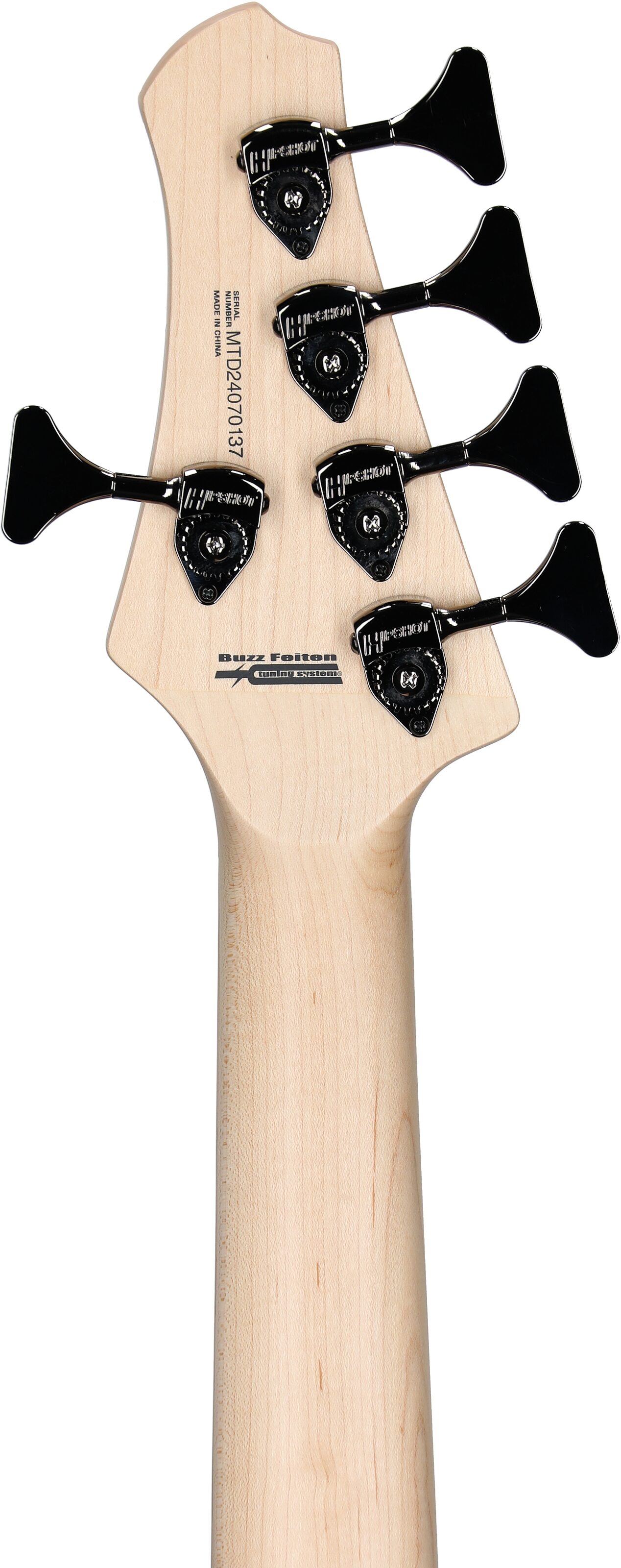MTD Kingston Super 5 Bass Electric Bass, 5-String (with Maple Fingerboard), Black, Headstock Straight Back