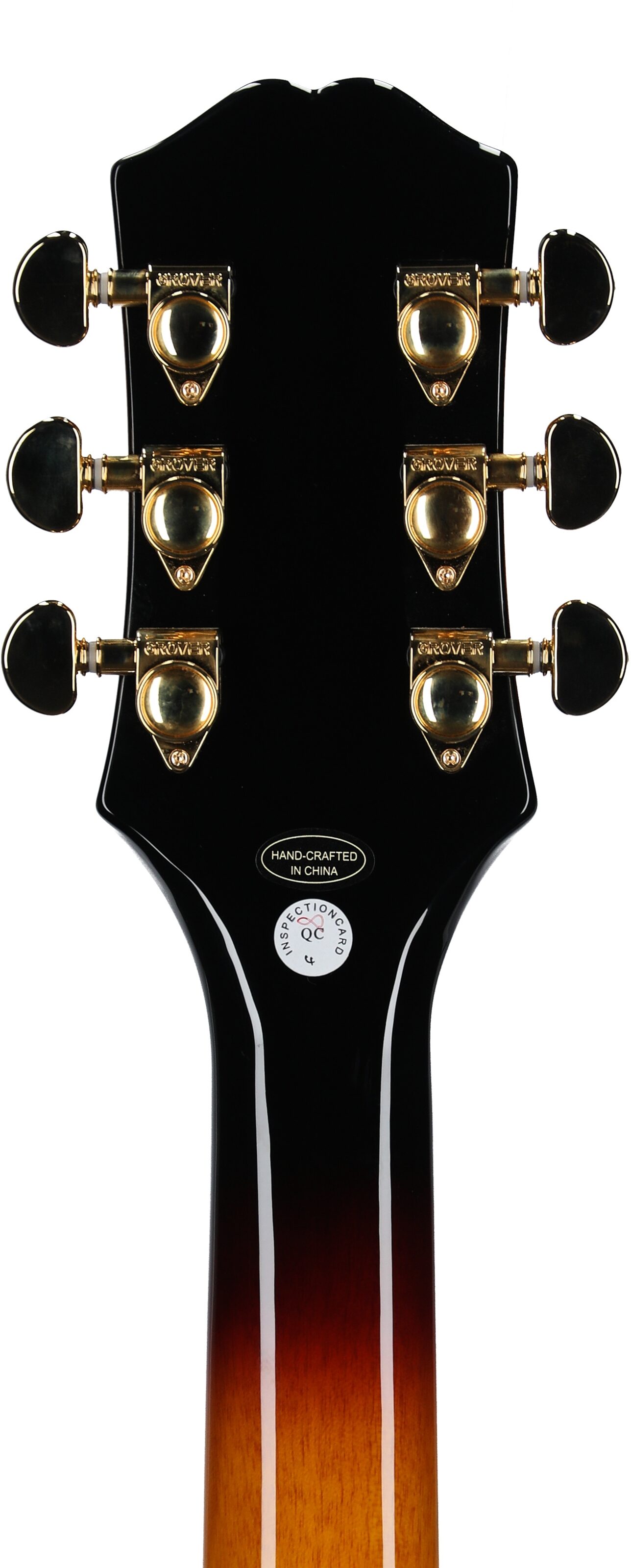 Epiphone Sheraton Semi-Hollow Body Electric Guitar, Left-Handed (with Gig Bag), Vintage Sunburst, Headstock Straight Back