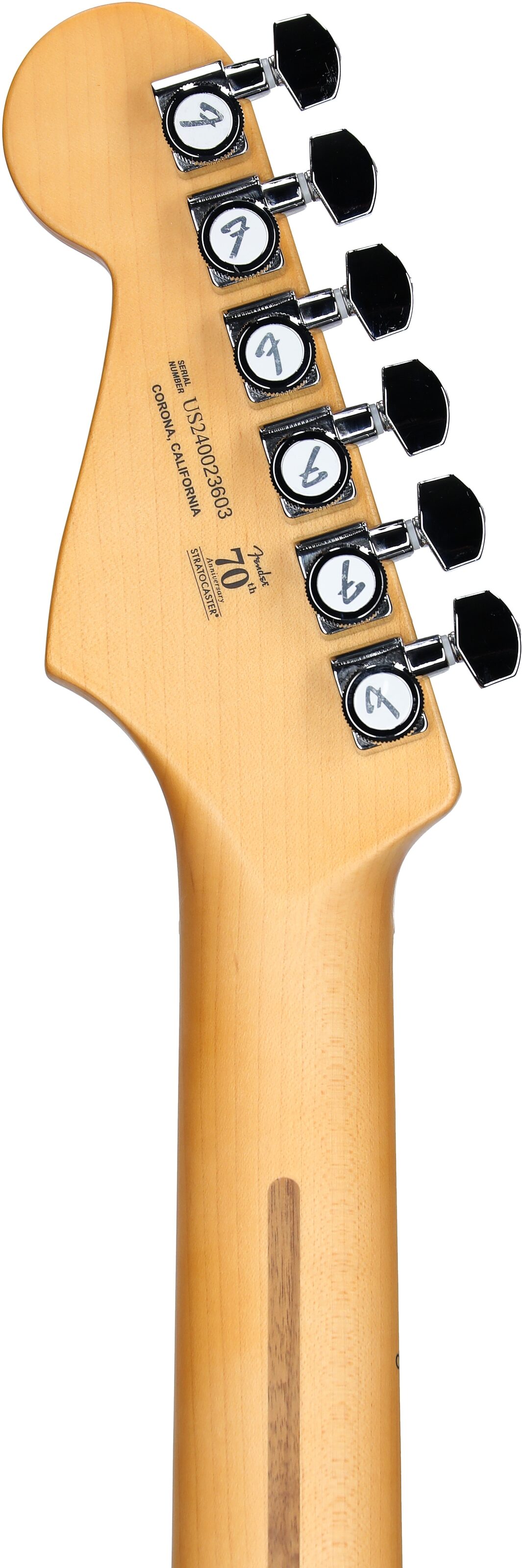 Fender American Ultra II Stratocaster Electric Guitar, Maple Fretboard (with Case), Solar Flare, Headstock Straight Back