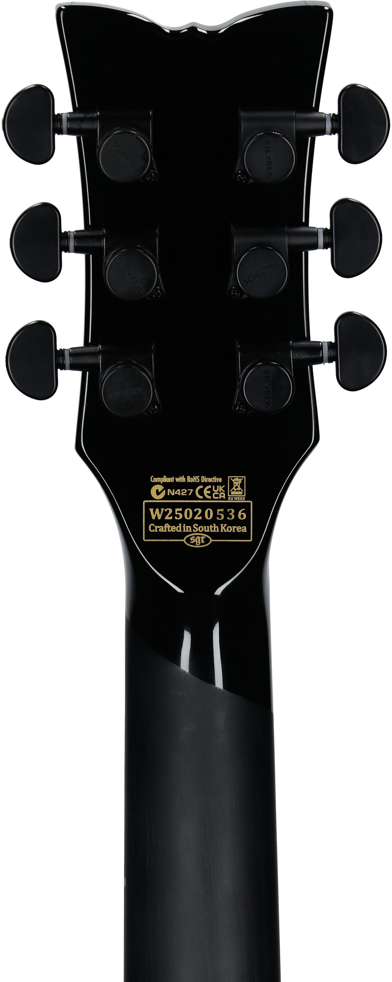 Schecter Solo II Przym Palladium Electric Guitar, Left-Handed, Gloss Black, Headstock Straight Back