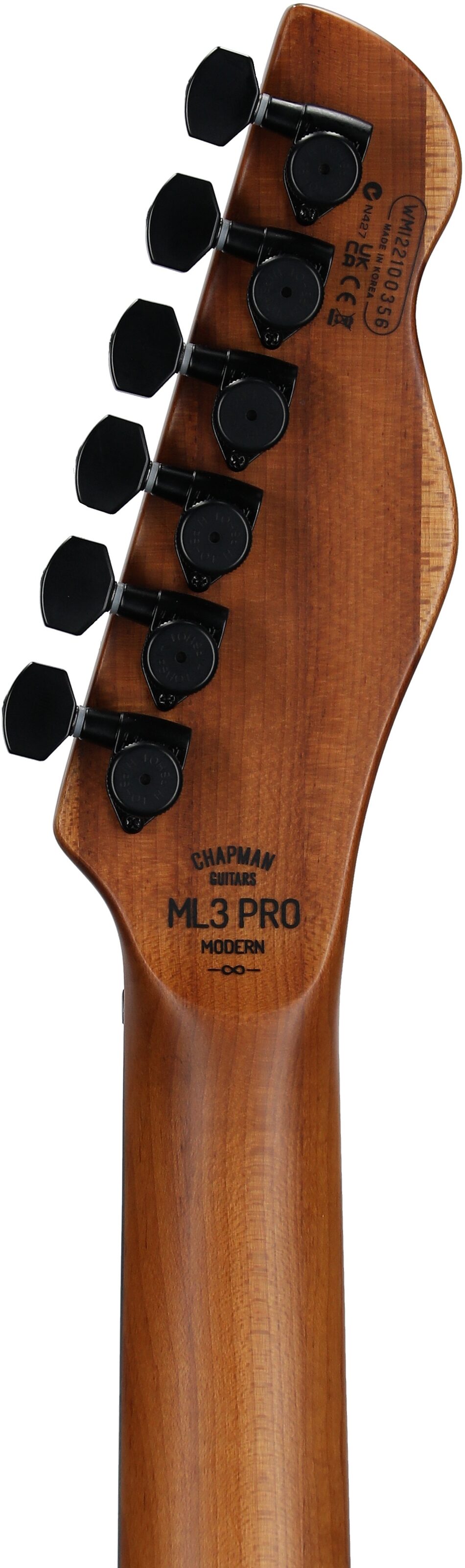 Chapman ML3 Pro Modern Electric Guitar, Liquid Teal Satin Metallic, Headstock Straight Back