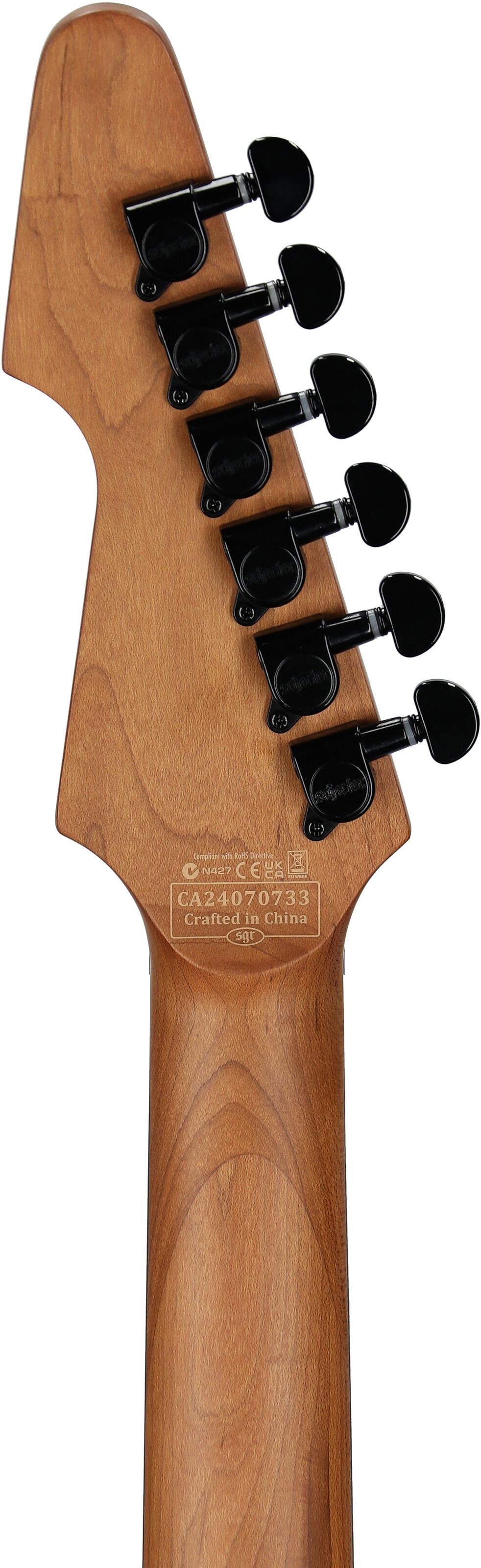Schecter Avenger Standard Electric Guitar, Charcoal Satin, Headstock Straight Back
