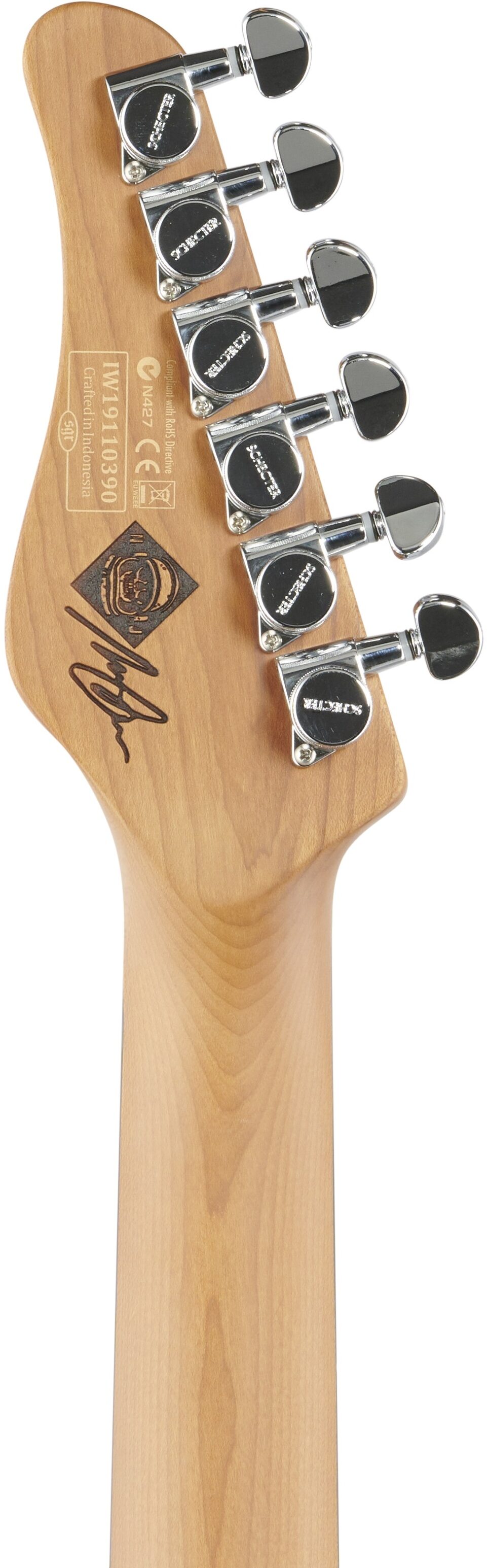 Schecter Nick Johnston Traditional HSS Electric Guitar, Ebony Fingerboard, Atomic Snow, Headstock Straight Back