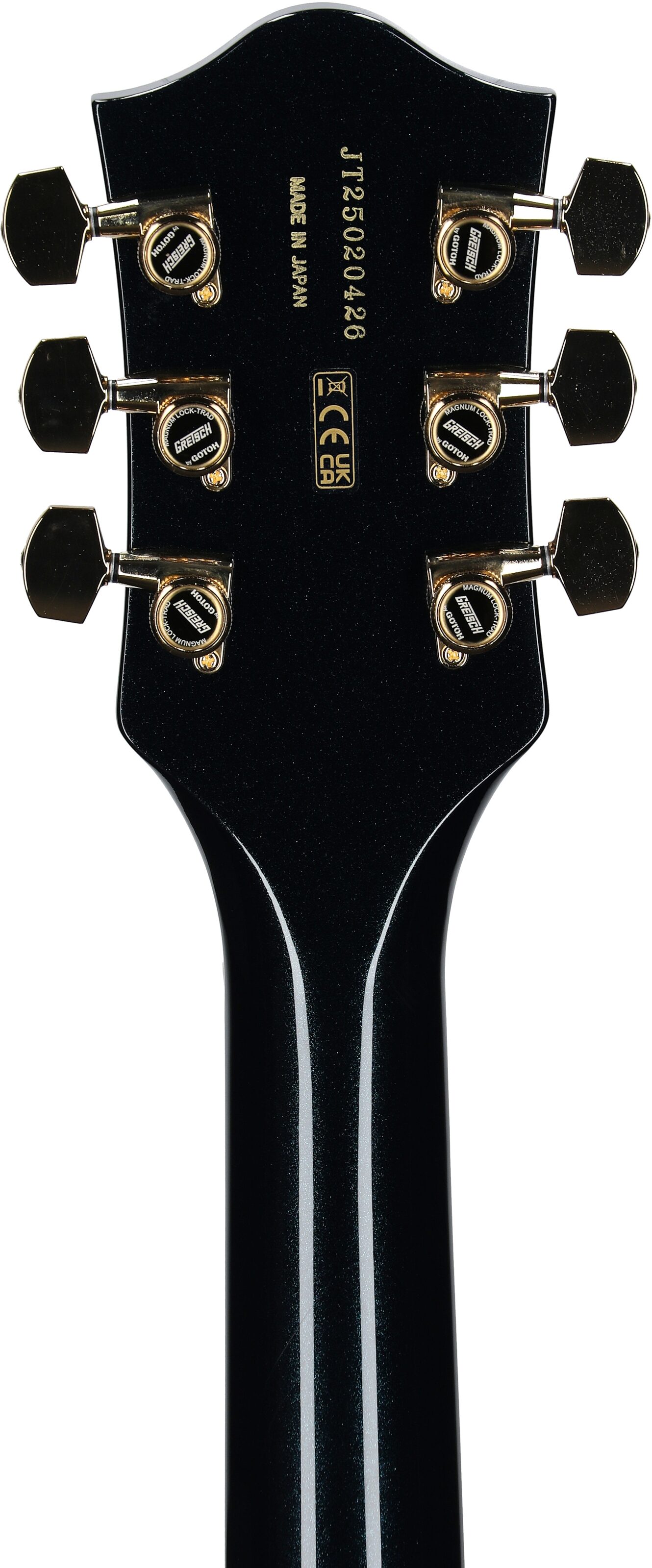 Gretsch Professional Collection Broadkaster Jr LX Center Block SC Electric Guitar, Midnight Sapphire, Headstock Straight Back
