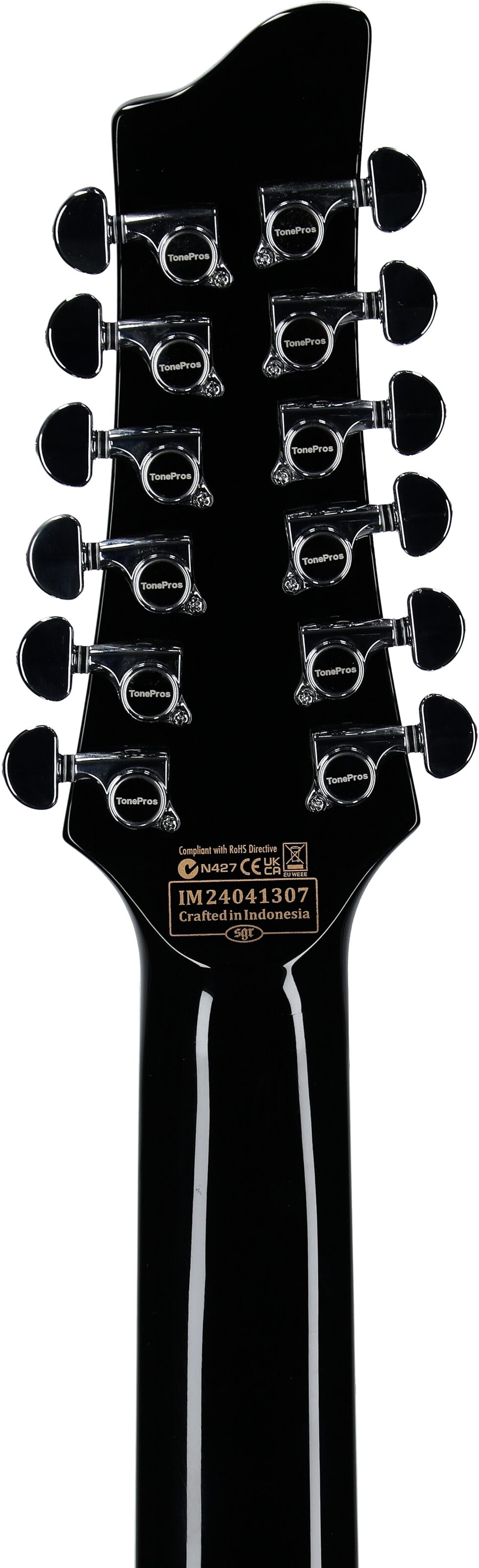 Schecter Stargazer 12 Electric Guitar, 12-String, Gloss Black, Headstock Straight Back