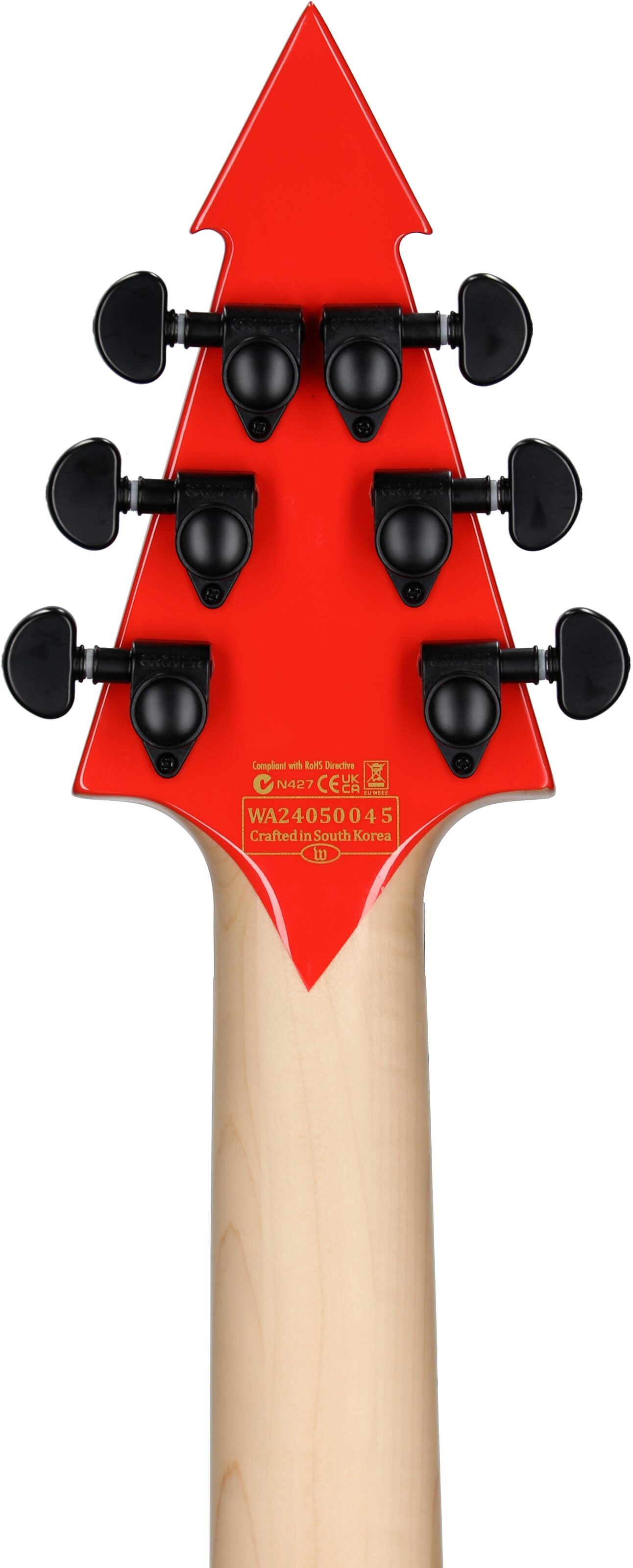 Wylde Audio Warhammer FR Electric Guitar, Norse Dragon Pinstripe Red, Open Box (Good), Headstock Straight Back